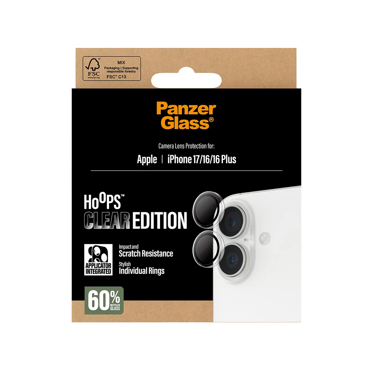 PanzerGlass® Hoops® Camera Lens Protector Transparent iPhone 17 | iPhone 16 | 16 Plus - Image 3