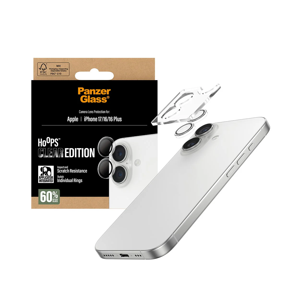 PanzerGlass® Hoops® Camera Lens Protector Transparent iPhone 17 | iPhone 16 | 16 Plus - Image 5