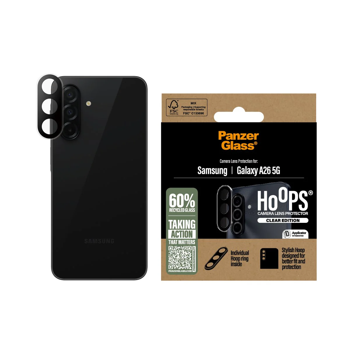 PanzerGlass® Hoops® Camera Lens Protector Transparent Samsung Galaxy A26 5G - Image 2