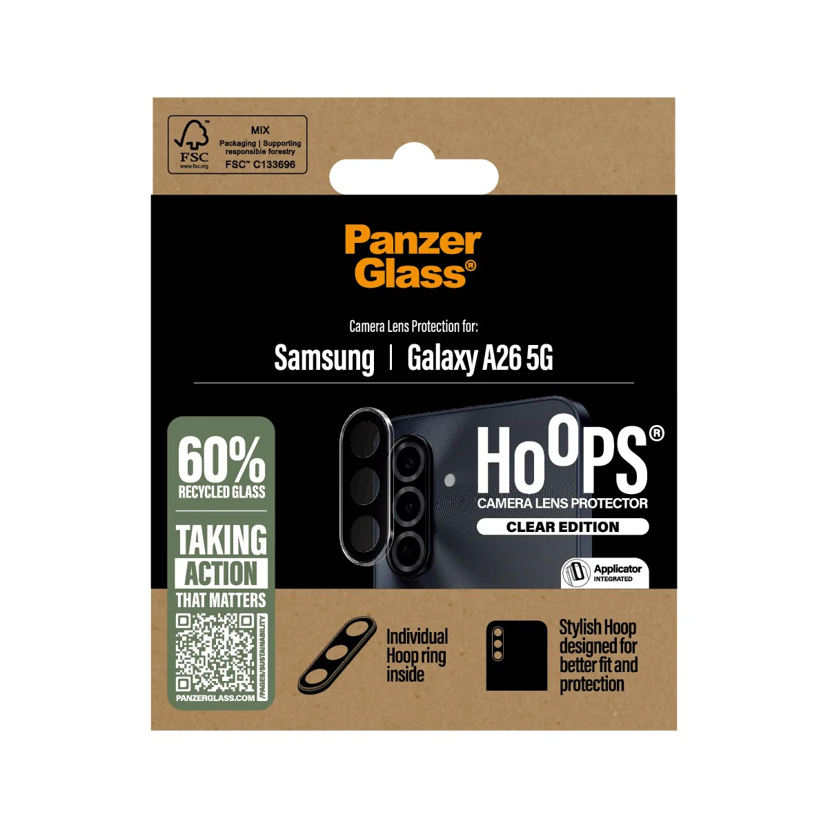 PanzerGlass® Hoops® Camera Lens Protector Transparent Samsung Galaxy A26 5G - Image 3