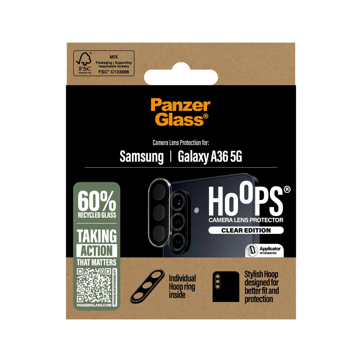 PanzerGlass® Hoops® Camera Lens Protector Transparent Samsung Galaxy A36 5G - Image 3