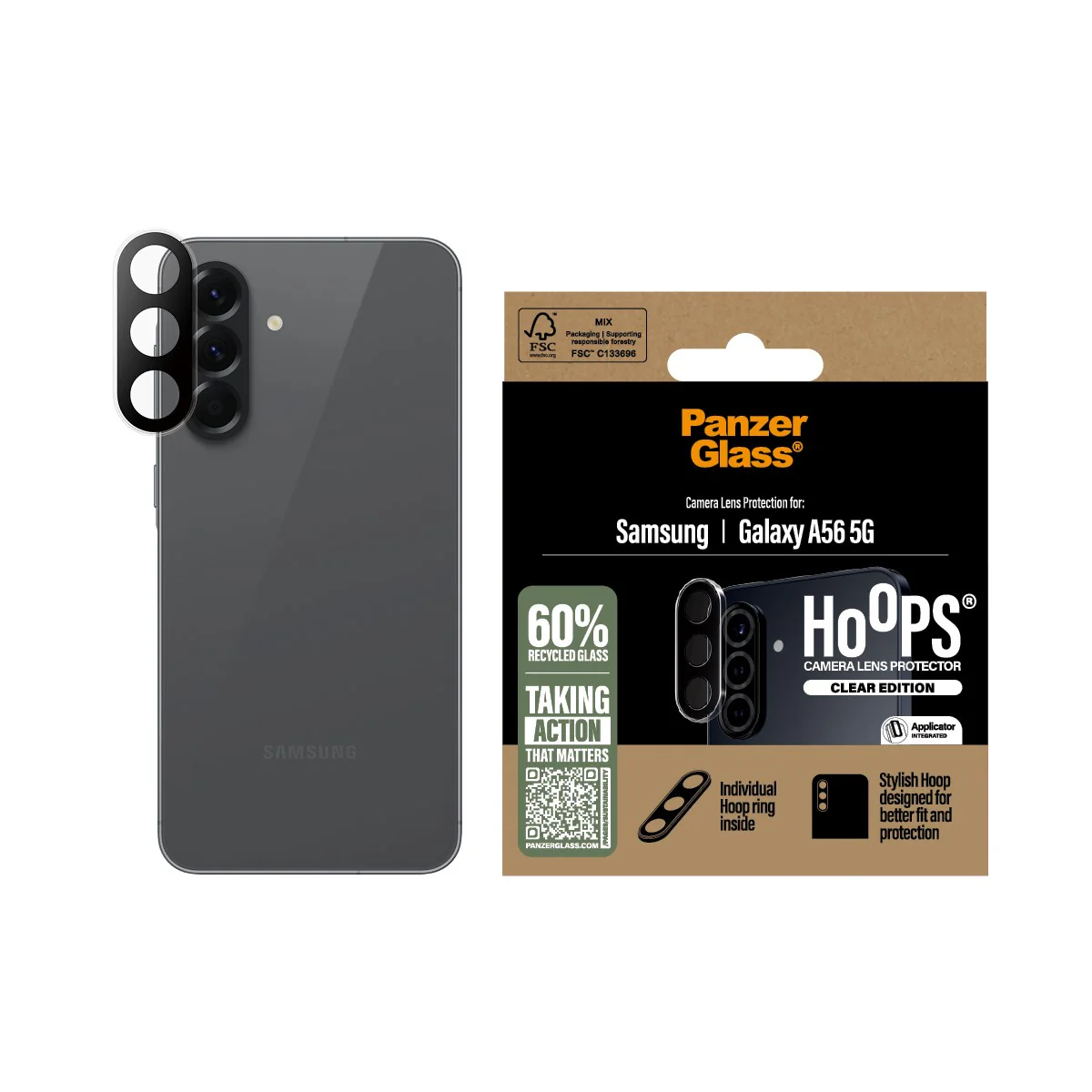 PanzerGlass® Hoops® Camera Lens Protector Transparent Samsung Galaxy A56 5G - Image 2