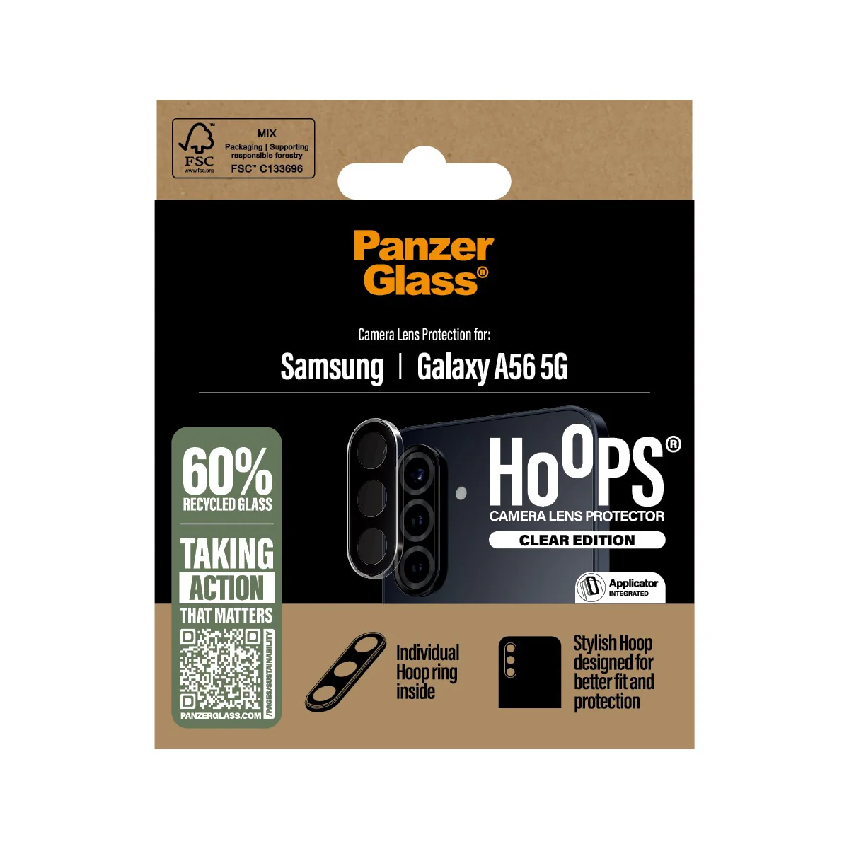 PanzerGlass® Hoops® Camera Lens Protector Transparent Samsung Galaxy A56 5G - Image 3