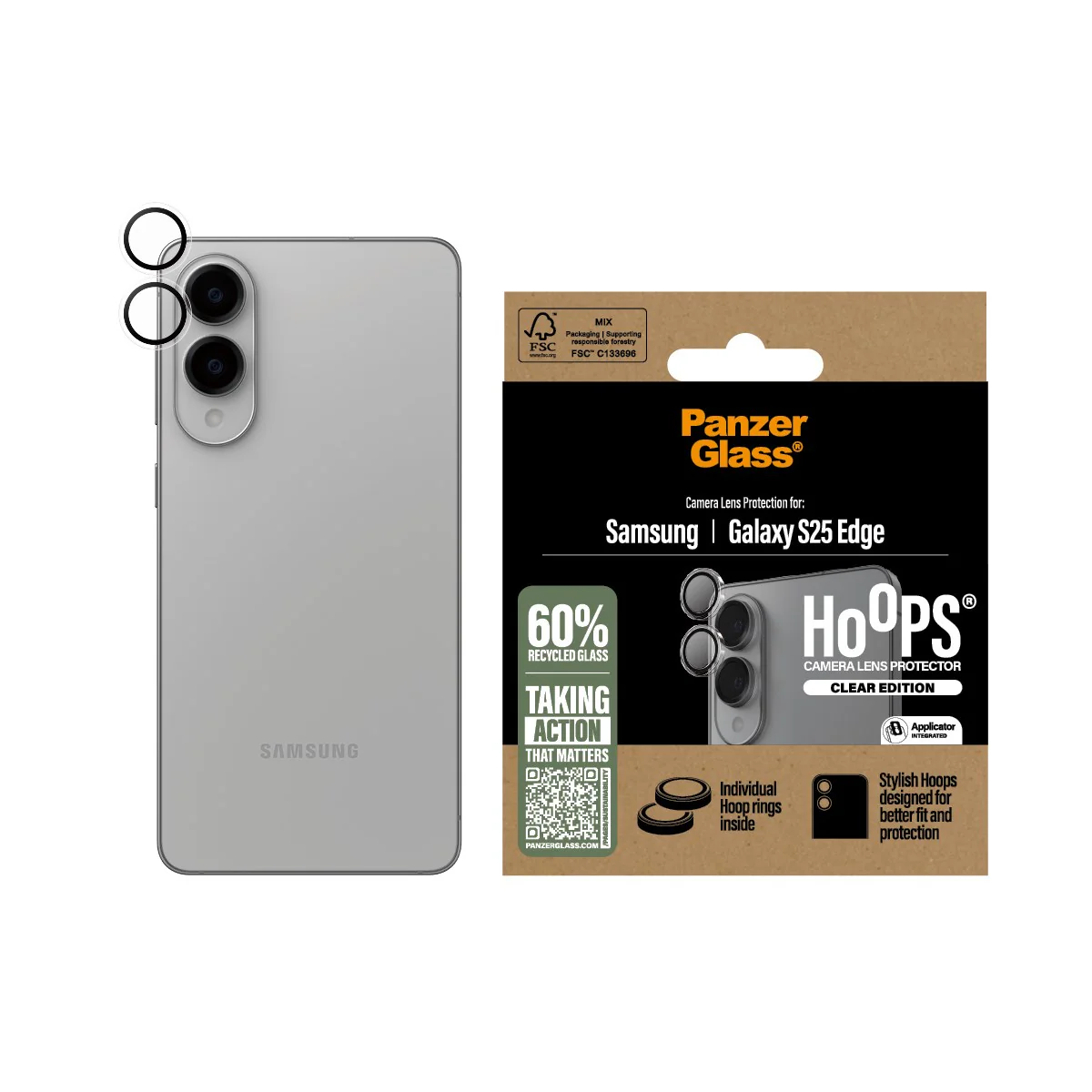 PanzerGlass® Hoops® Camera Lens Protector Transparent Samsung S25 Edge - Image 2
