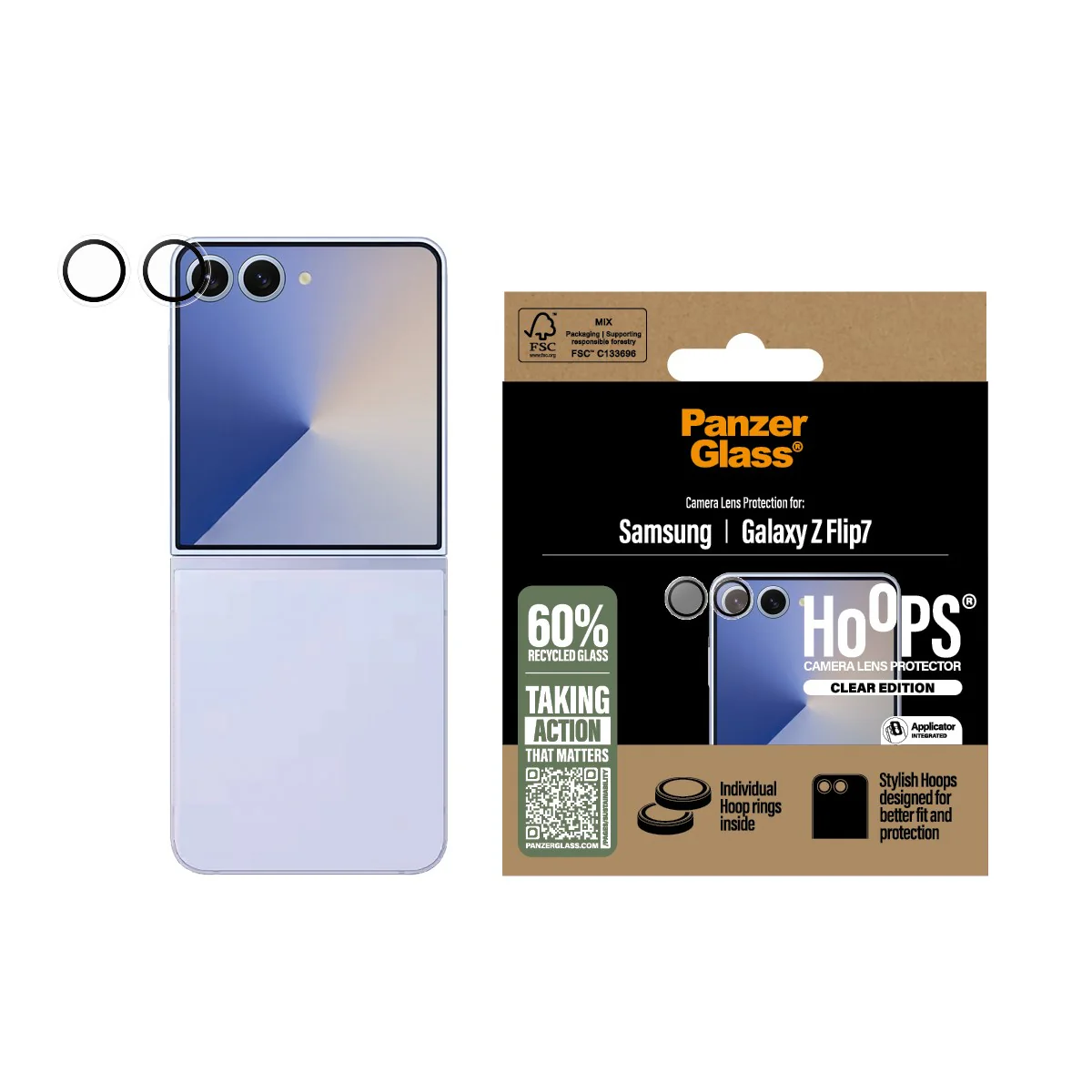PanzerGlass® Hoops® Camera Lens Protector Transparent Samsung Galaxy new Flip7 | Flip 7 - Image 2