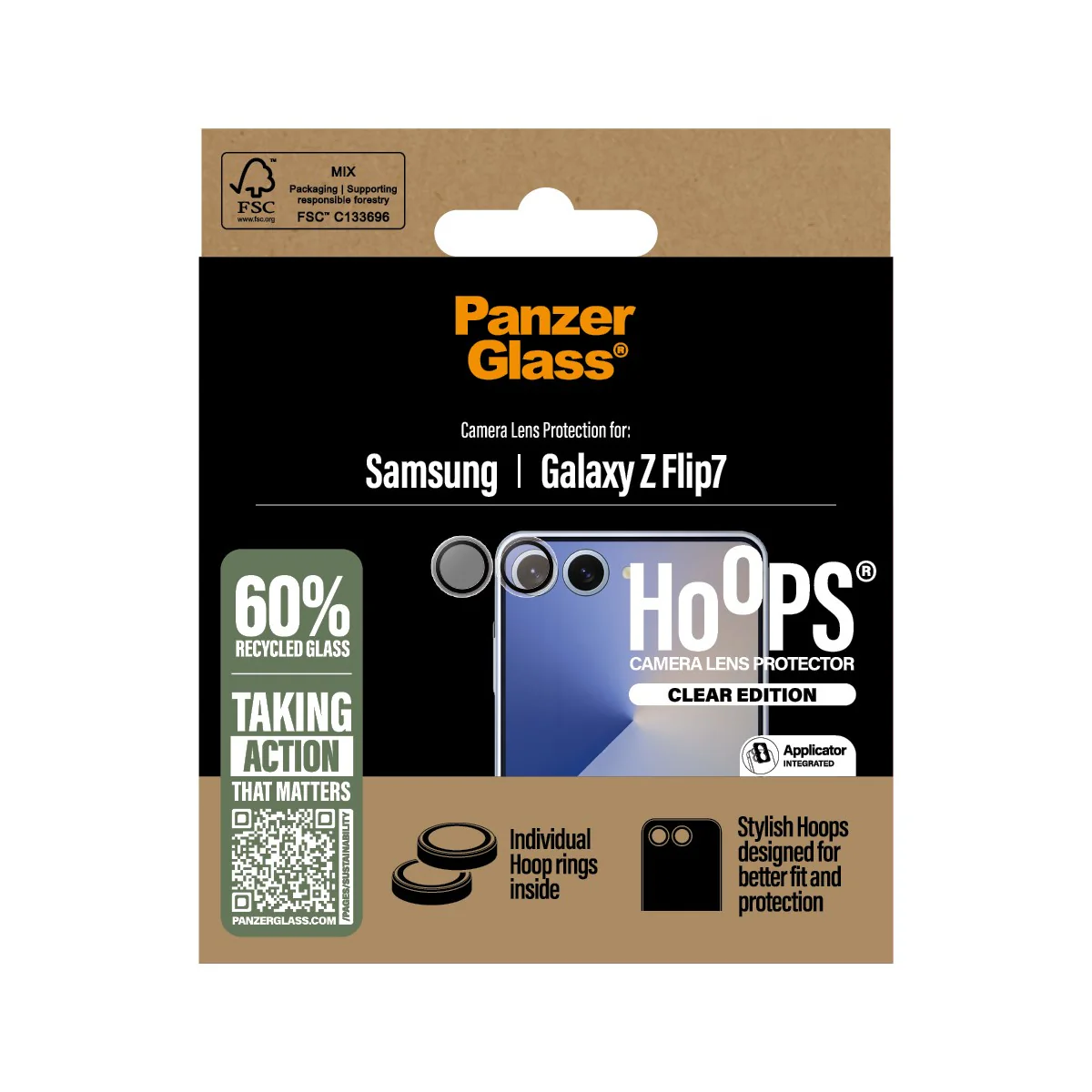 PanzerGlass® Hoops® Camera Lens Protector Transparent Samsung Galaxy new Flip7 | Flip 7 - Image 3
