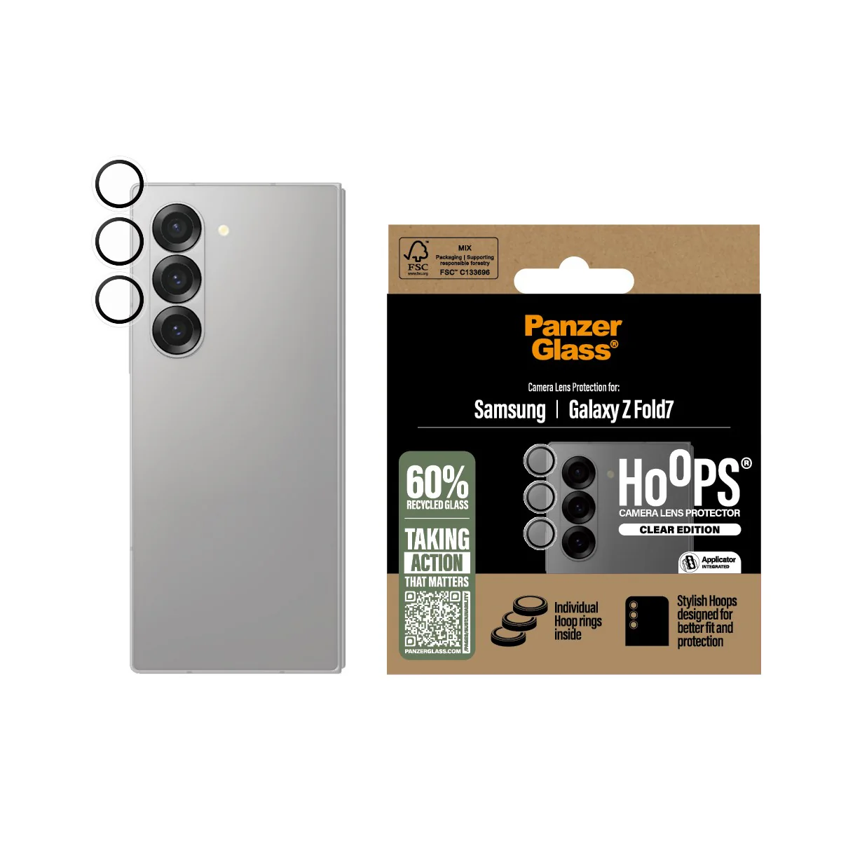 PanzerGlass® Hoops® Camera Lens Protector Transparent Samsung Galaxy new Fold7 | Fold 7 - Image 2
