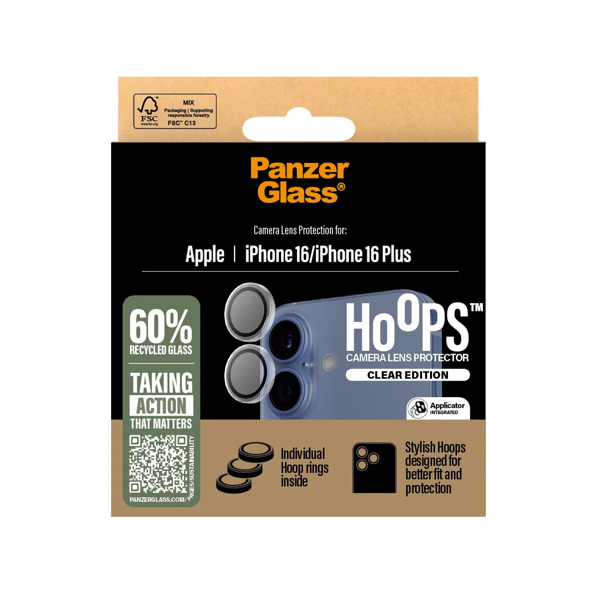 PanzerGlass® Hoops® Camera Lens Protector Transparent iPhone 16 | 16 Plus - Image 3