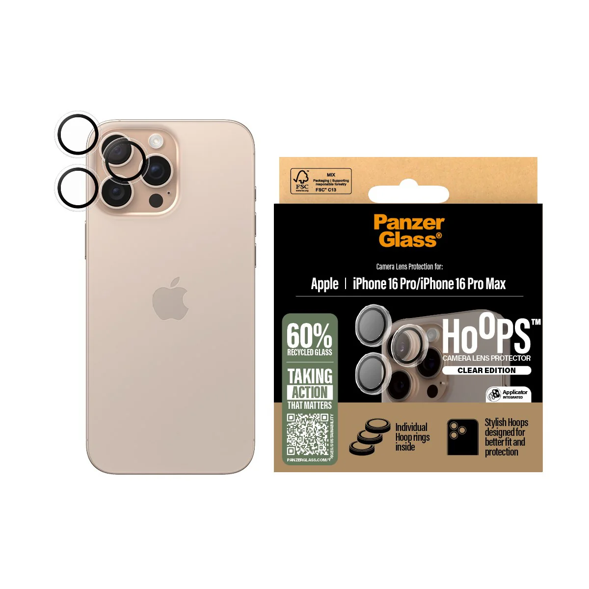 PanzerGlass® Hoops® Camera Lens Protector Transparent iPhone 16 Pro | 16 Pro Max - Image 2