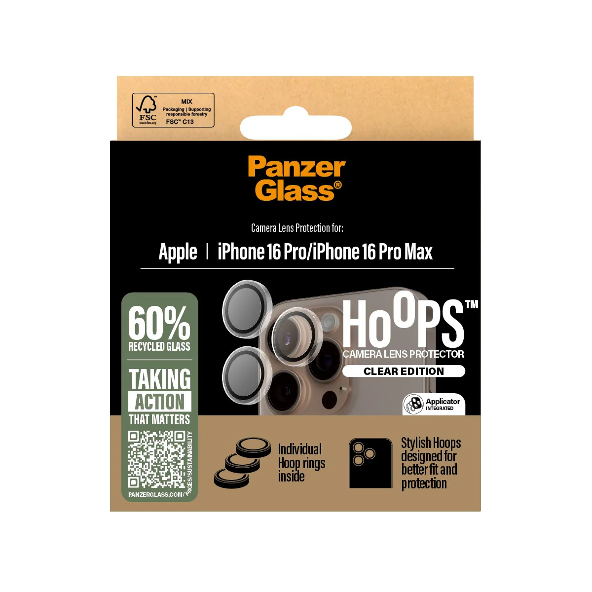 PanzerGlass® Hoops® Camera Lens Protector Transparent iPhone 16 Pro | 16 Pro Max - Image 3