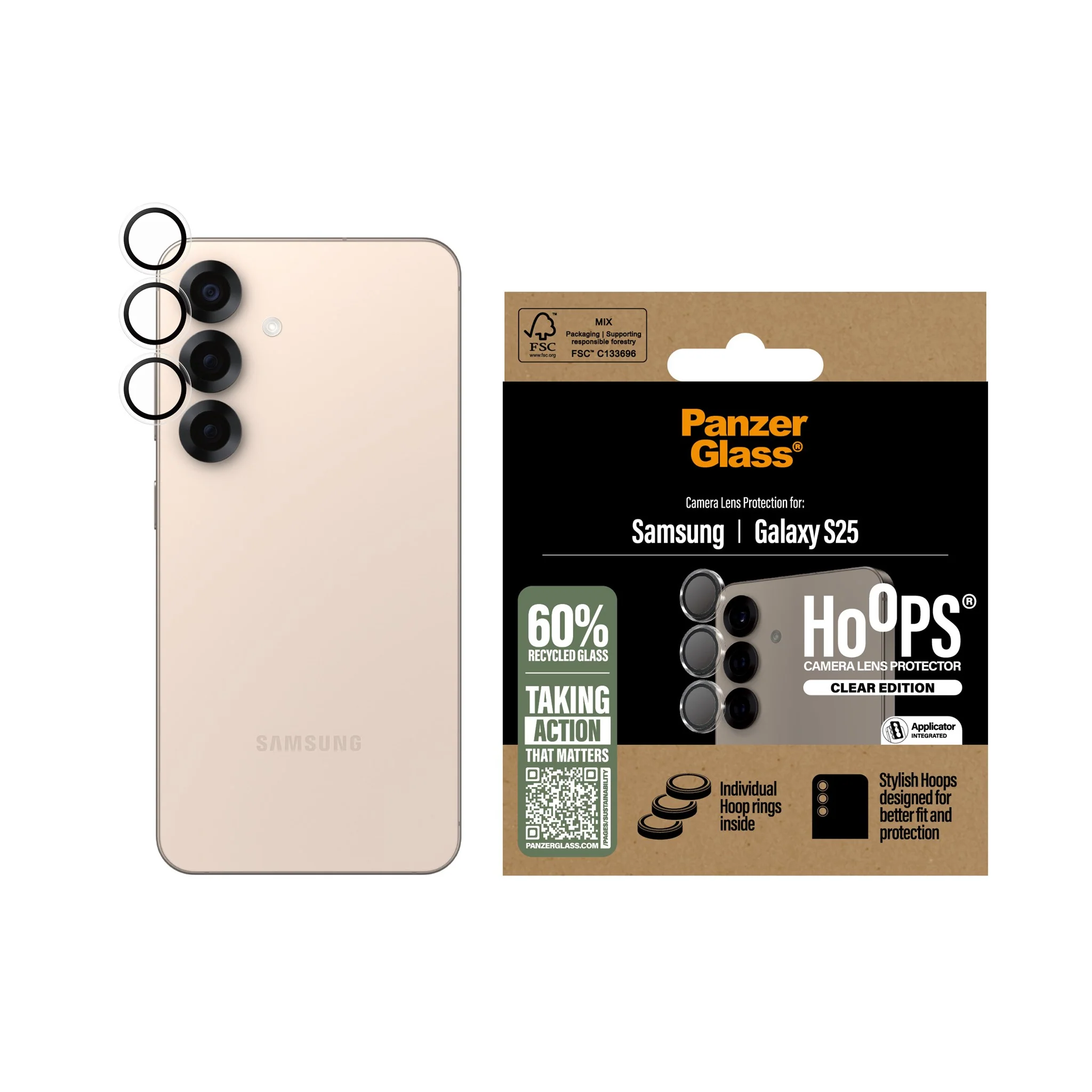 PanzerGlass® Hoops® Camera Lens Protector Transparent Samsung Galaxy S25 - Image 2