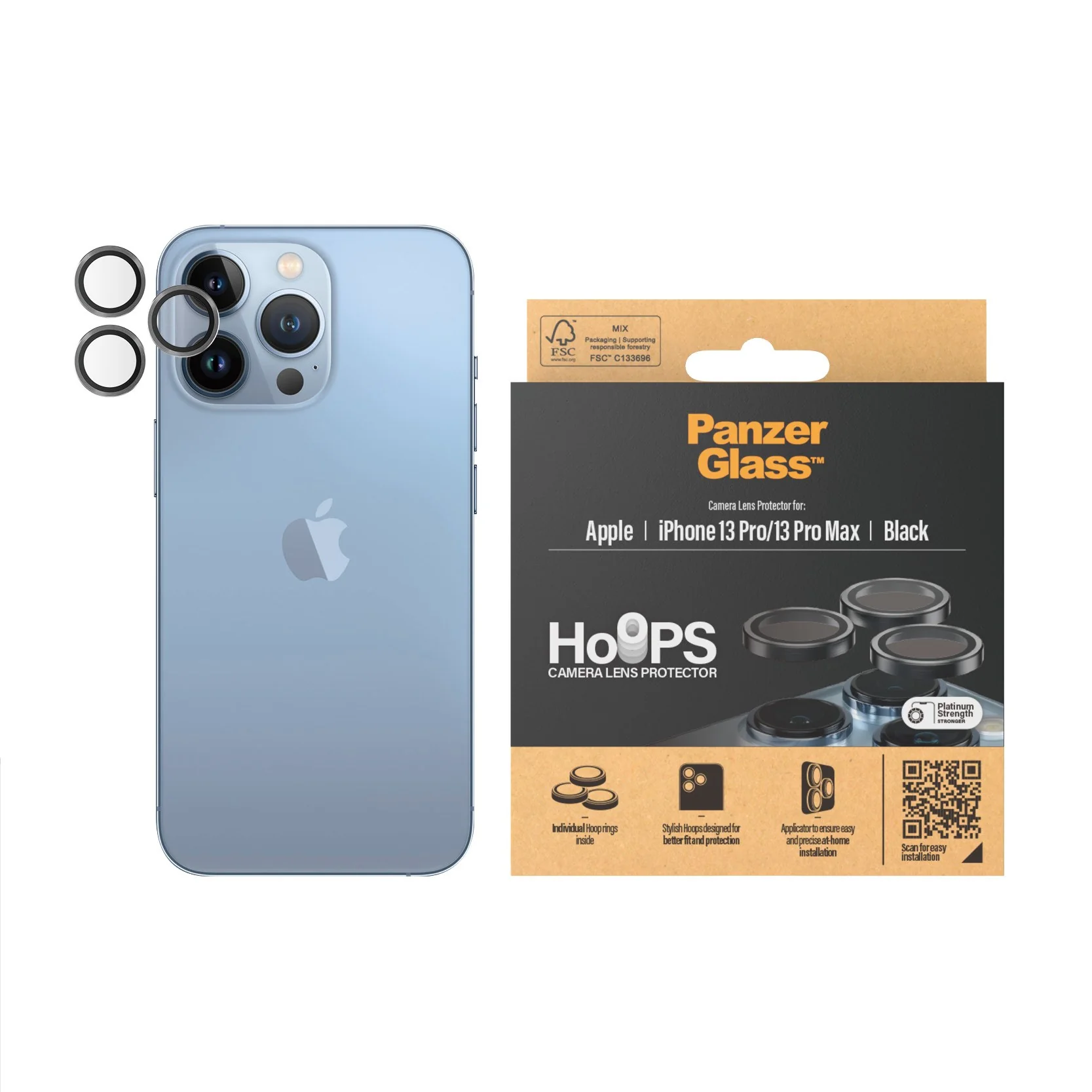 PanzerGlassÂź HoopsÂź Camera Lens Protector Black for iPhone 13 Pro | 13 Pro Max - Image 2