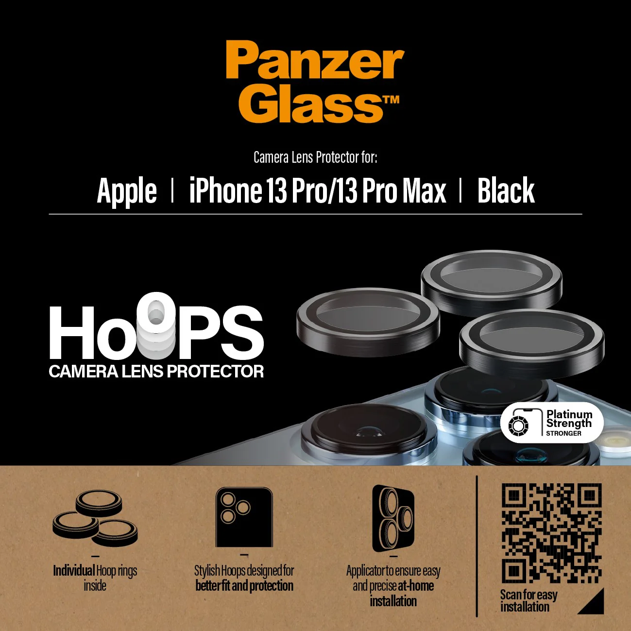 PanzerGlassÂź HoopsÂź Camera Lens Protector Black for iPhone 13 Pro | 13 Pro Max - Image 5
