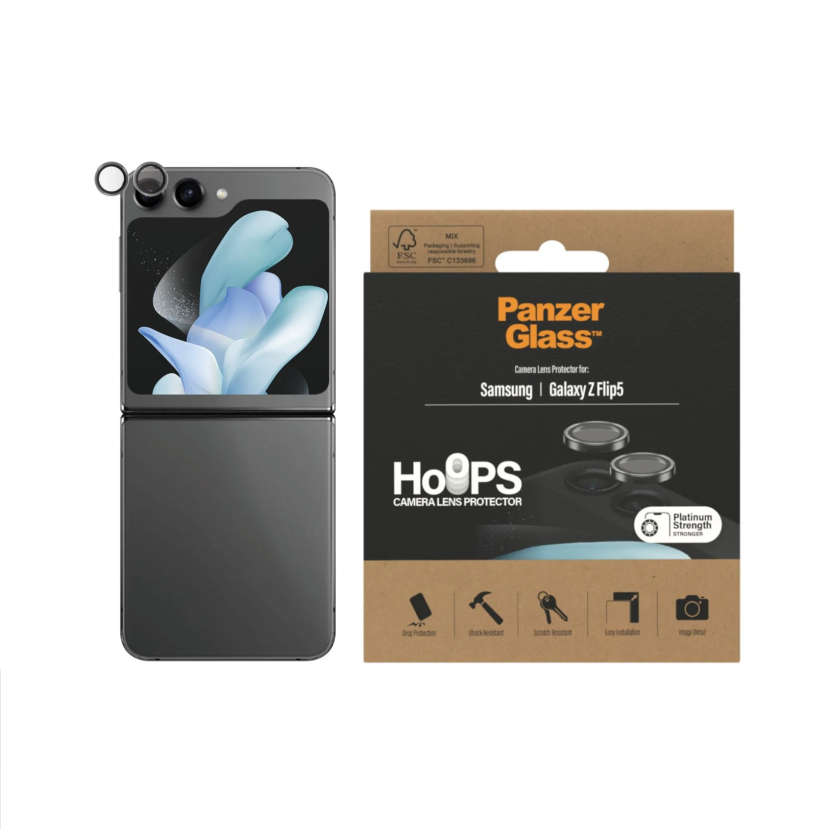 PanzerGlassÂź HoopsÂź Camera Lens Protector Black Samsung Galaxy Z Flip5 5G - Image 2