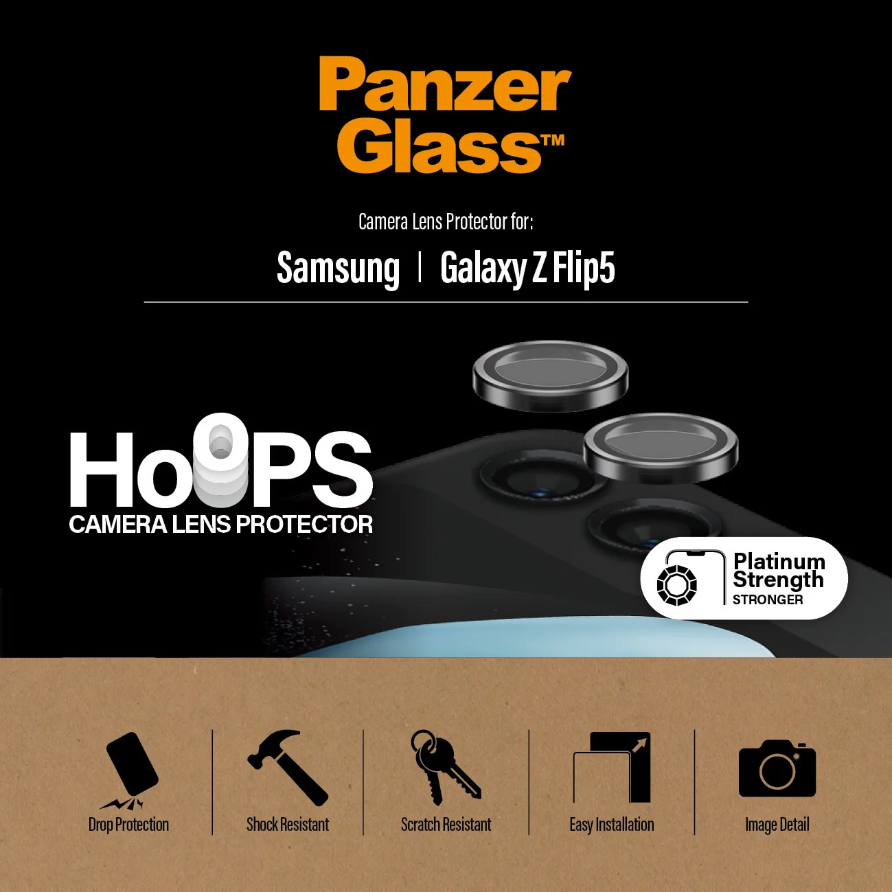 PanzerGlassÂź HoopsÂź Camera Lens Protector Black Samsung Galaxy Z Flip5 5G - Image 4
