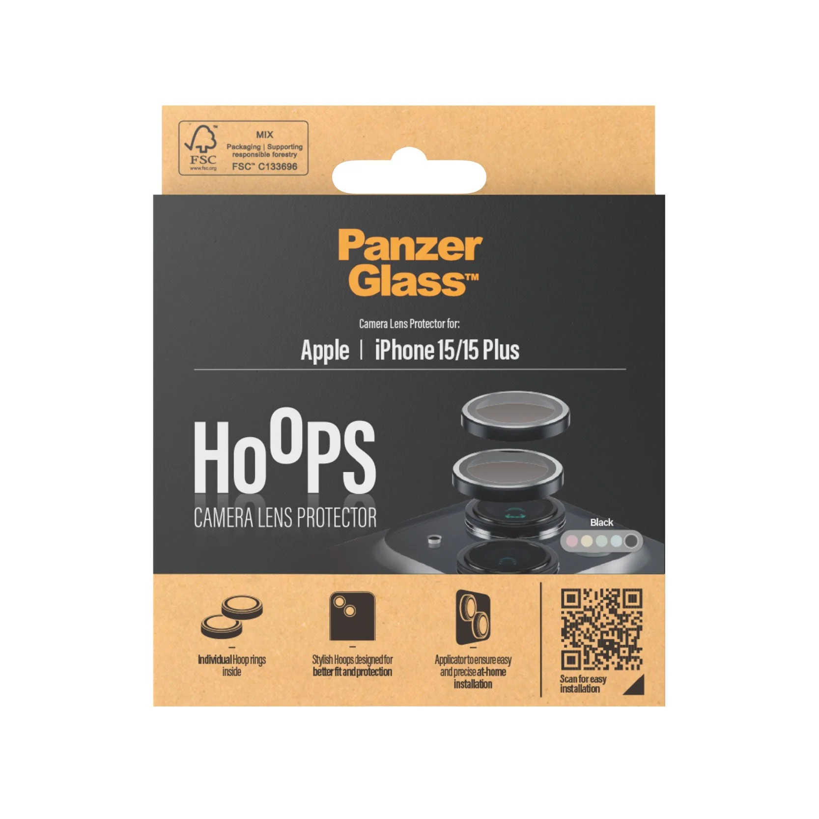 PanzerGlass® Hoops® Camera Lens Protector Black iPhone 15 | 15 Plus - Image 3