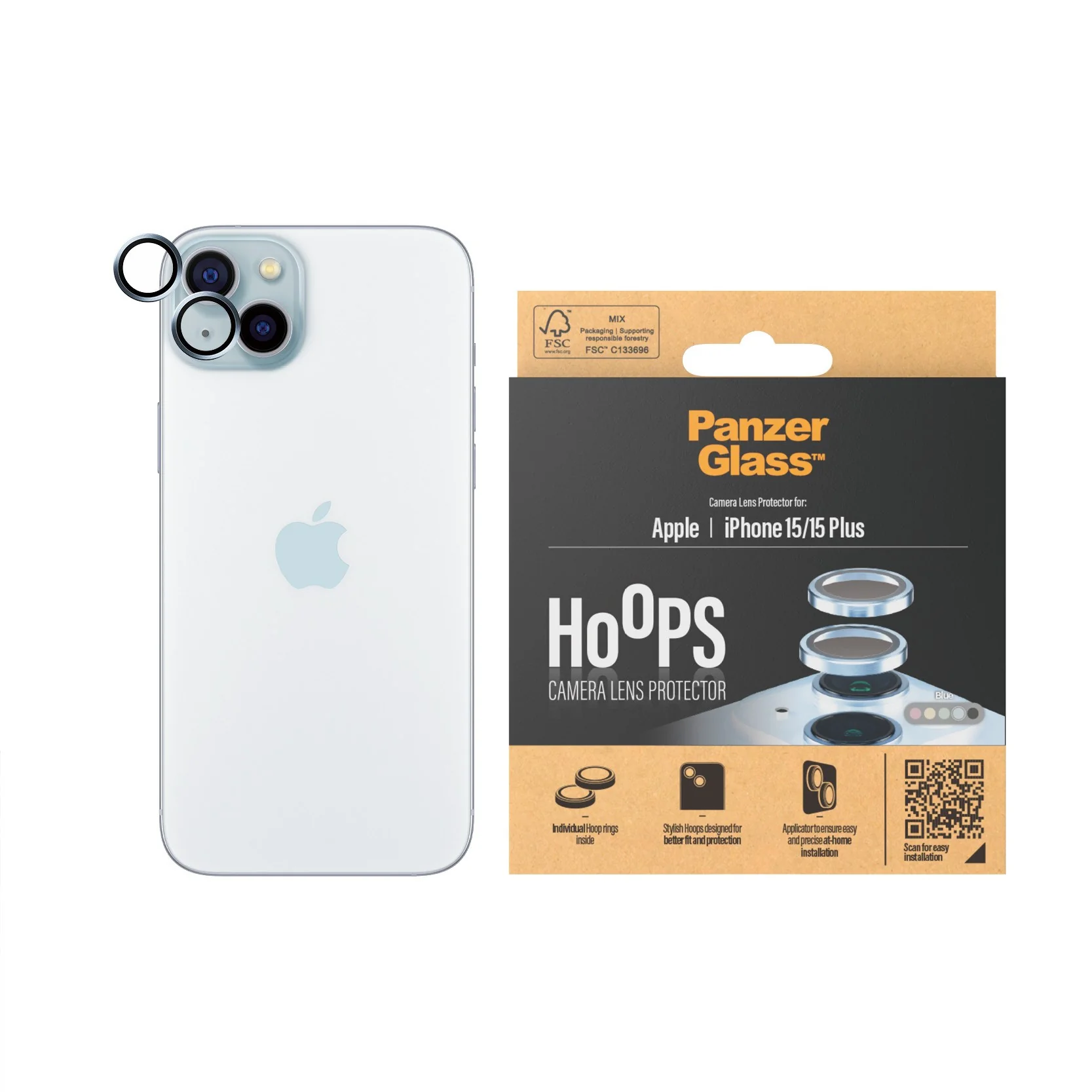 PanzerGlassÂź HoopsÂź Camera Lens Protector Blue iPhone 15 | 15 Plus - Image 2
