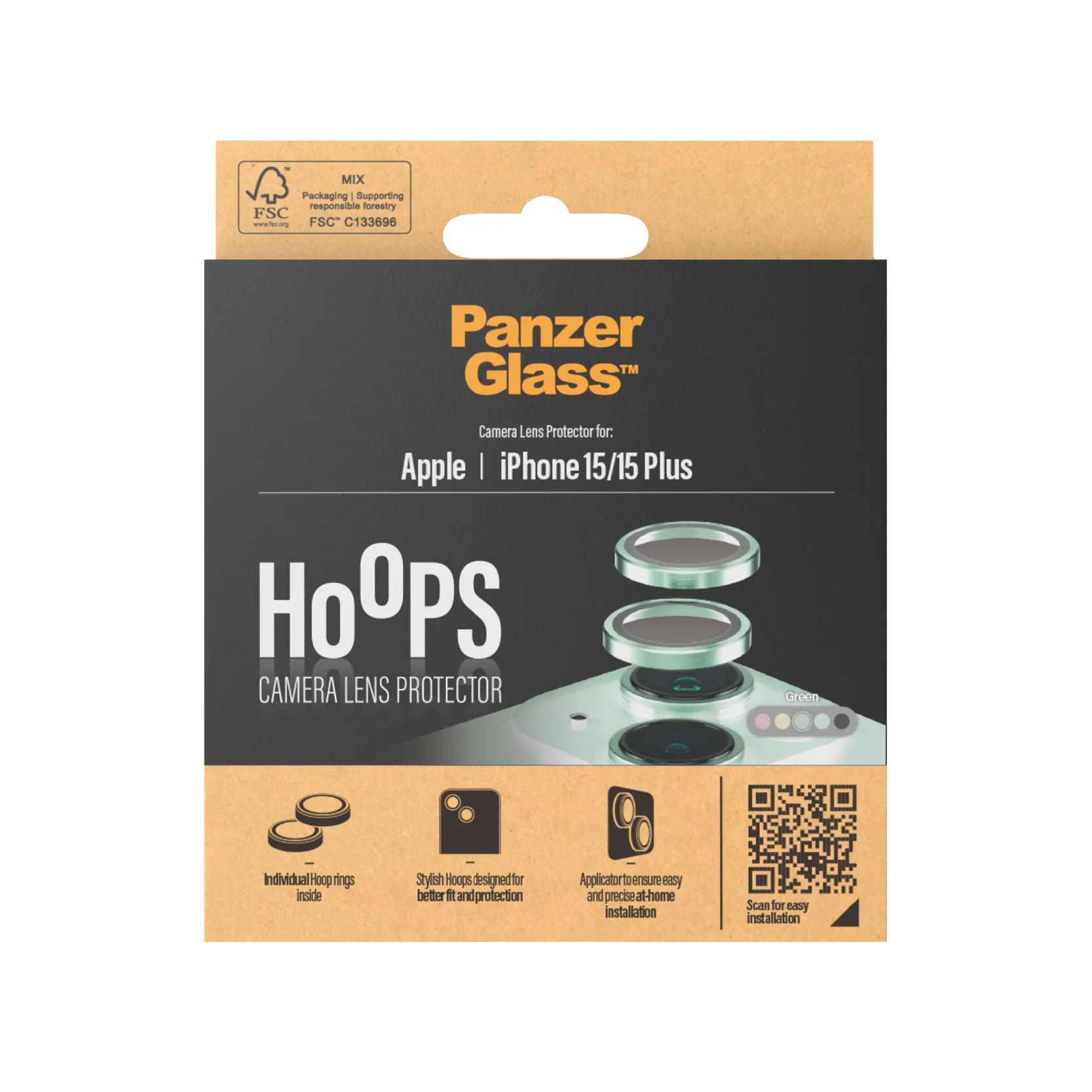 PanzerGlassÂź HoopsÂź Camera Lens Protector Green iPhone 15 | 15 Plus - Image 3
