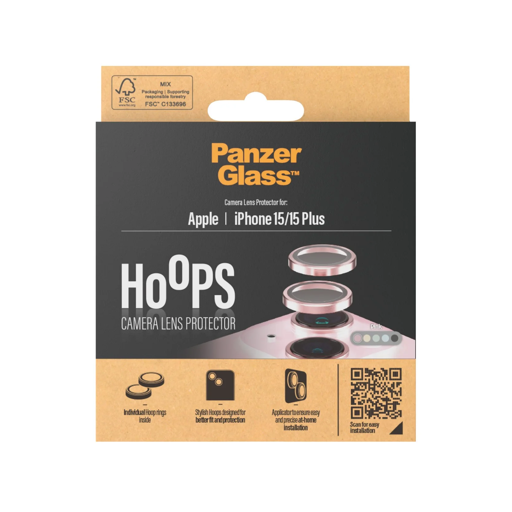 PanzerGlassÂź HoopsÂź Camera Lens Protector Pink iPhone 15 | 15 Plus - Image 3