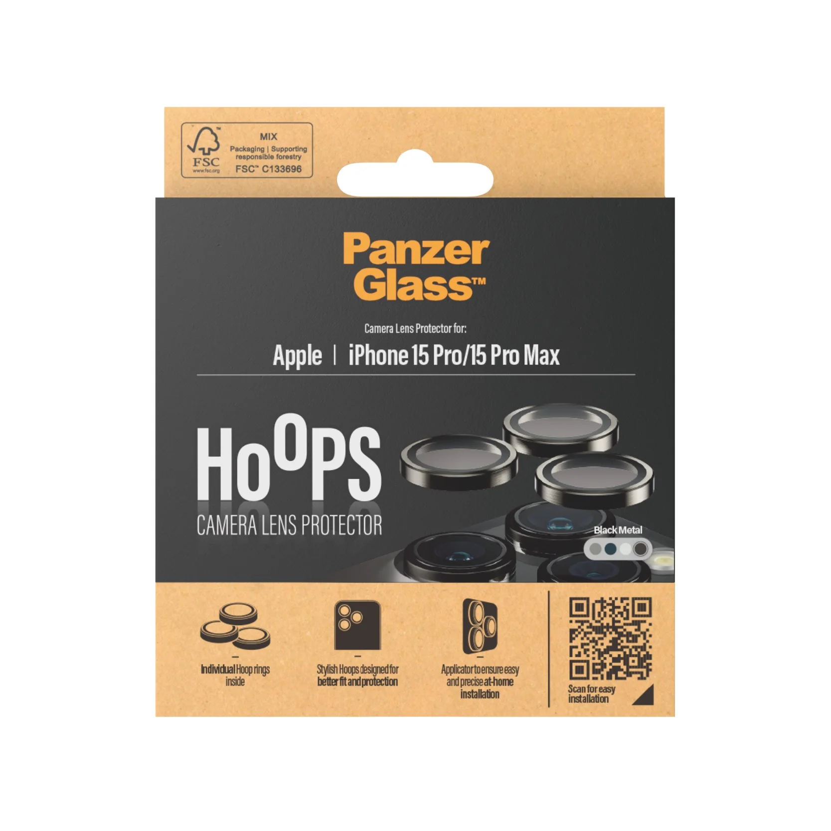 PanzerGlassÂź HoopsÂź Metal Camera Lens Protector Black iPhone 15 Pro | 15 Pro Max - Image 3