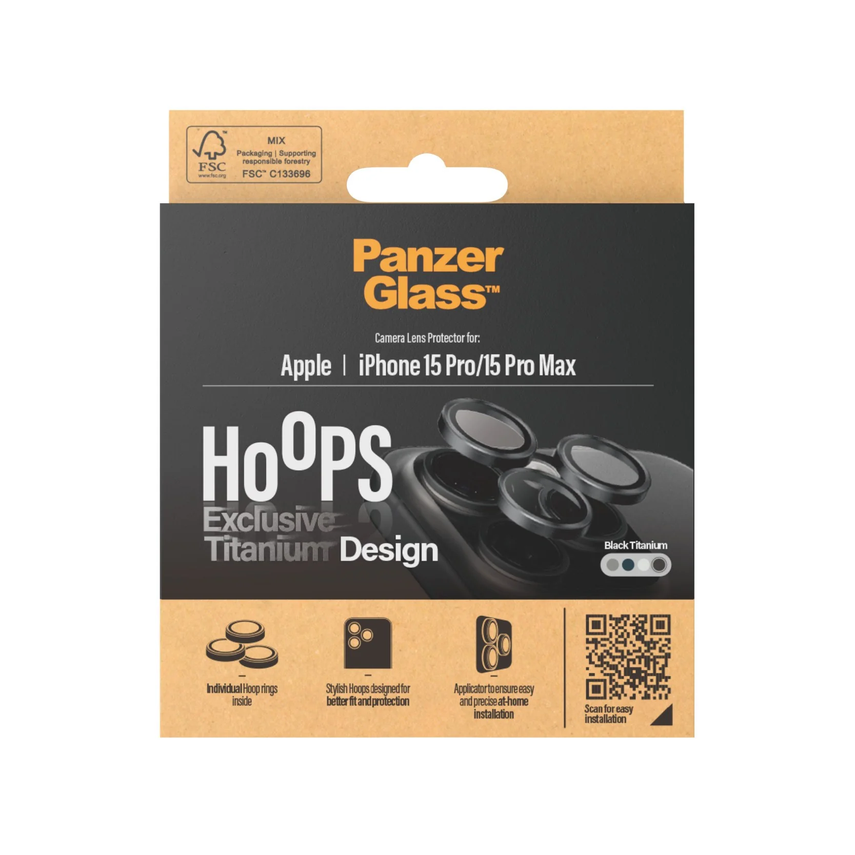 PanzerGlass® Hoops® Titanium Camera Lens Protector Black iPhone 15 Pro | 15 Pro Max - Image 3