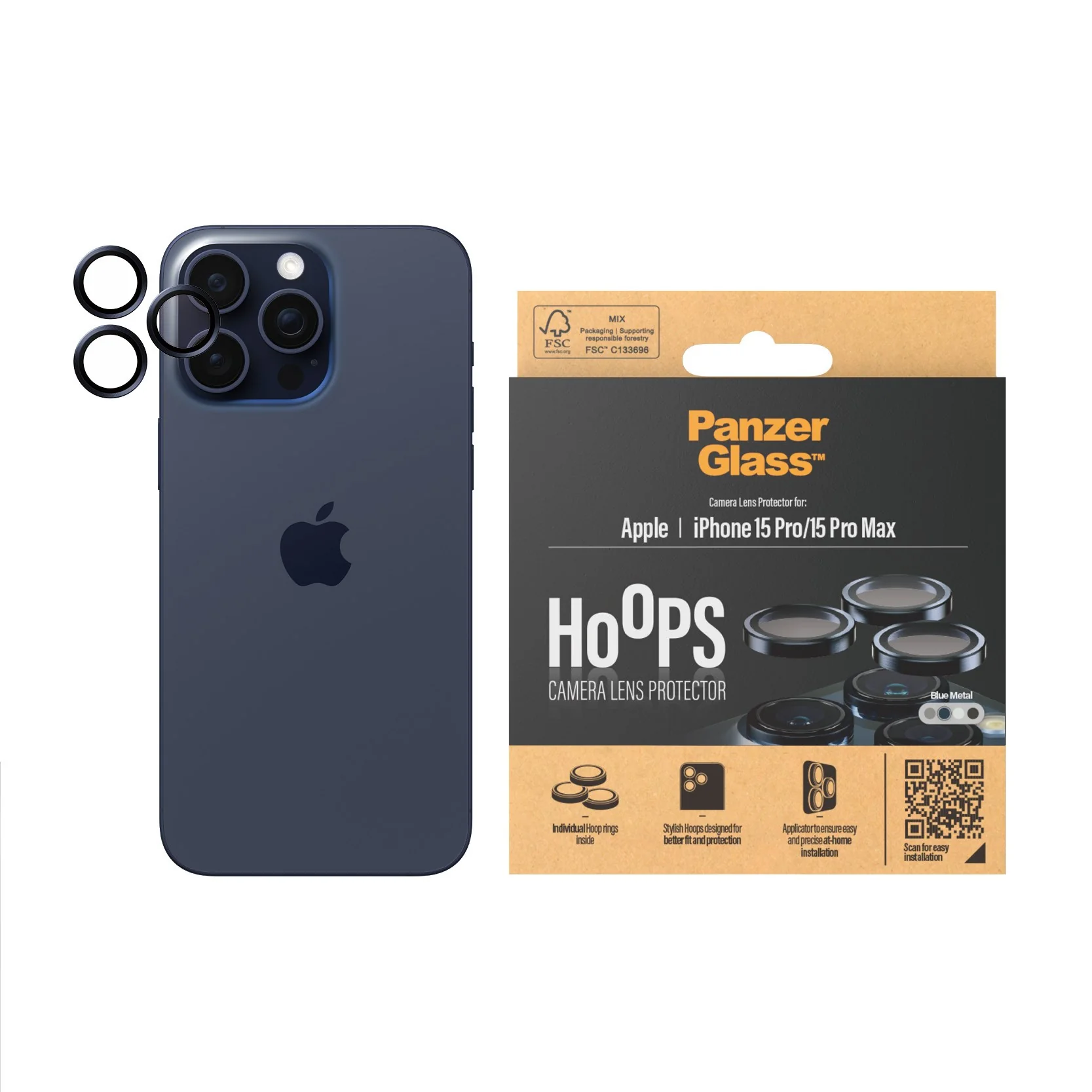PanzerGlass® Hoops® Metal Camera Lens Protector Blue iPhone 15 Pro | 15 Pro Max - Image 2