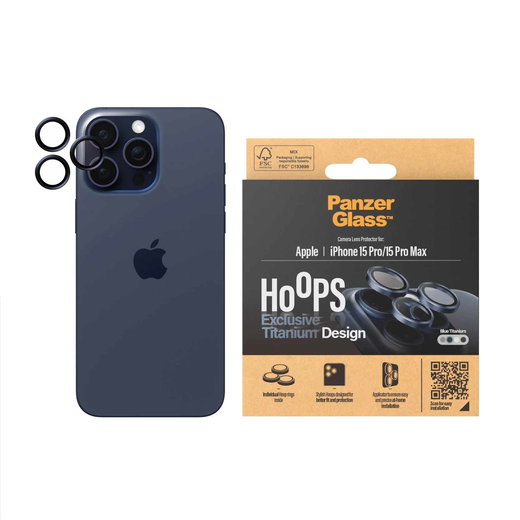 PanzerGlass® Hoops® Titanium Camera Lens Protector Blue iPhone 15 Pro | 15 Pro Max - Image 2