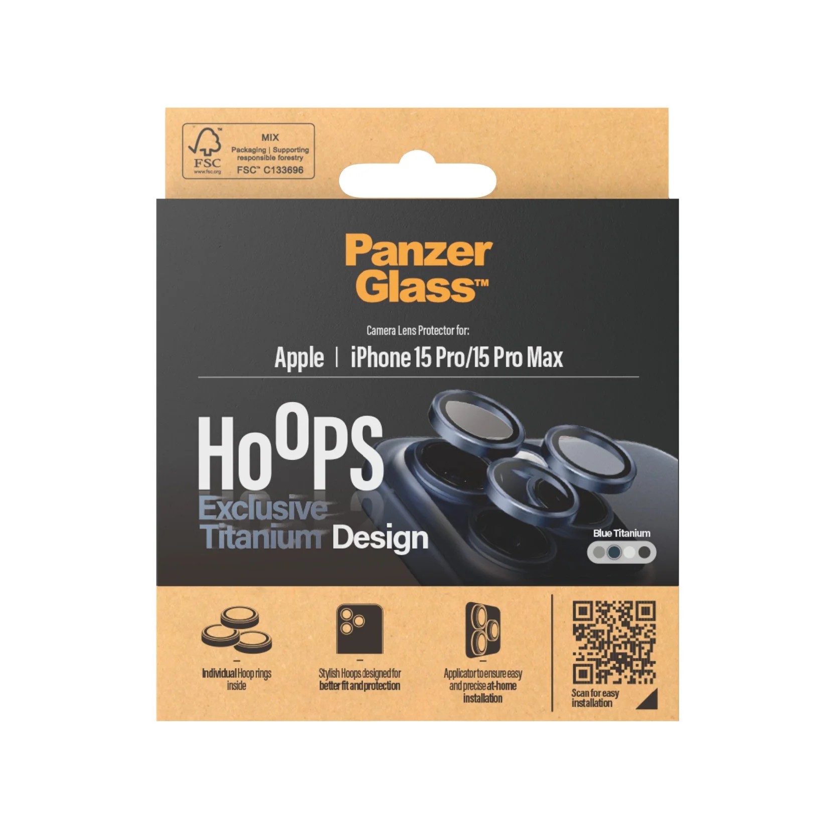 PanzerGlass® Hoops® Titanium Camera Lens Protector Blue iPhone 15 Pro | 15 Pro Max - Image 3