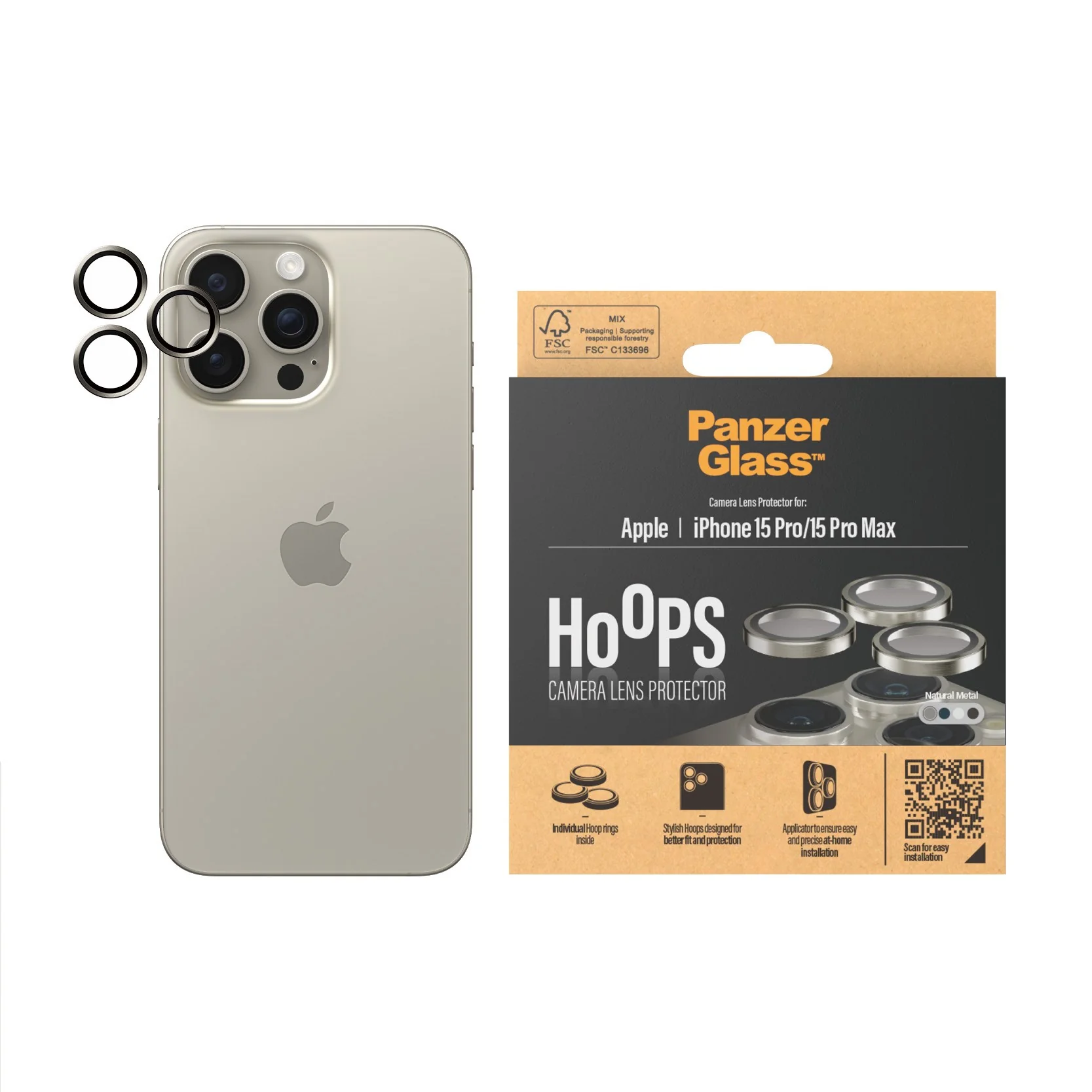 PanzerGlass® Hoops® Metal Camera Lens Protector Natural iPhone 15 Pro | 15 Pro Max - Image 2