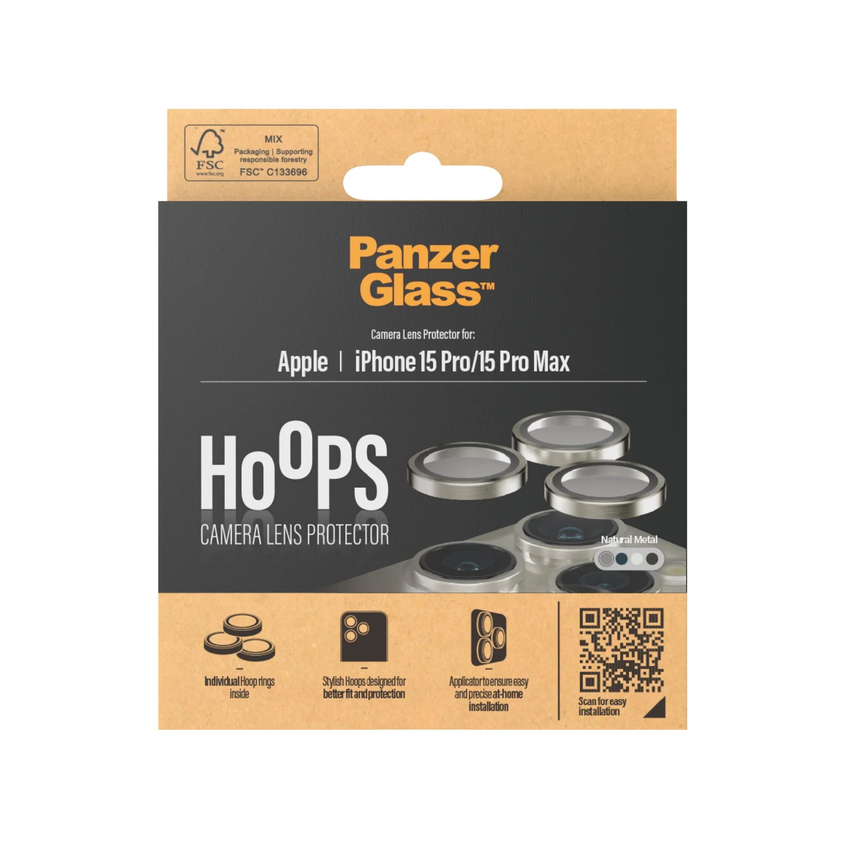 PanzerGlass® Hoops® Metal Camera Lens Protector Natural iPhone 15 Pro | 15 Pro Max - Image 3