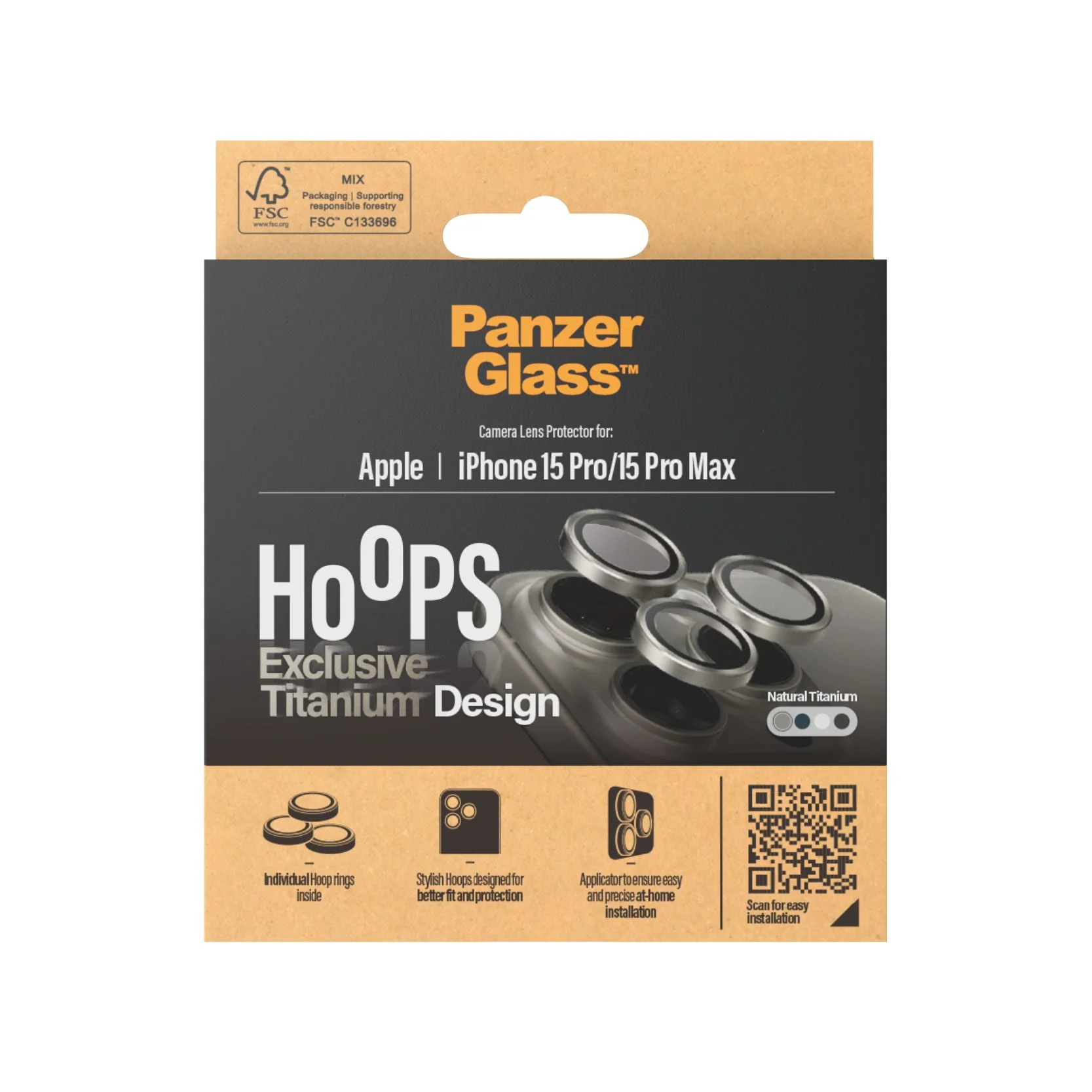 PanzerGlass® Hoops® Titanium Camera Lens Protector Natural iPhone 15 Pro | 15 Pro Max - Image 3