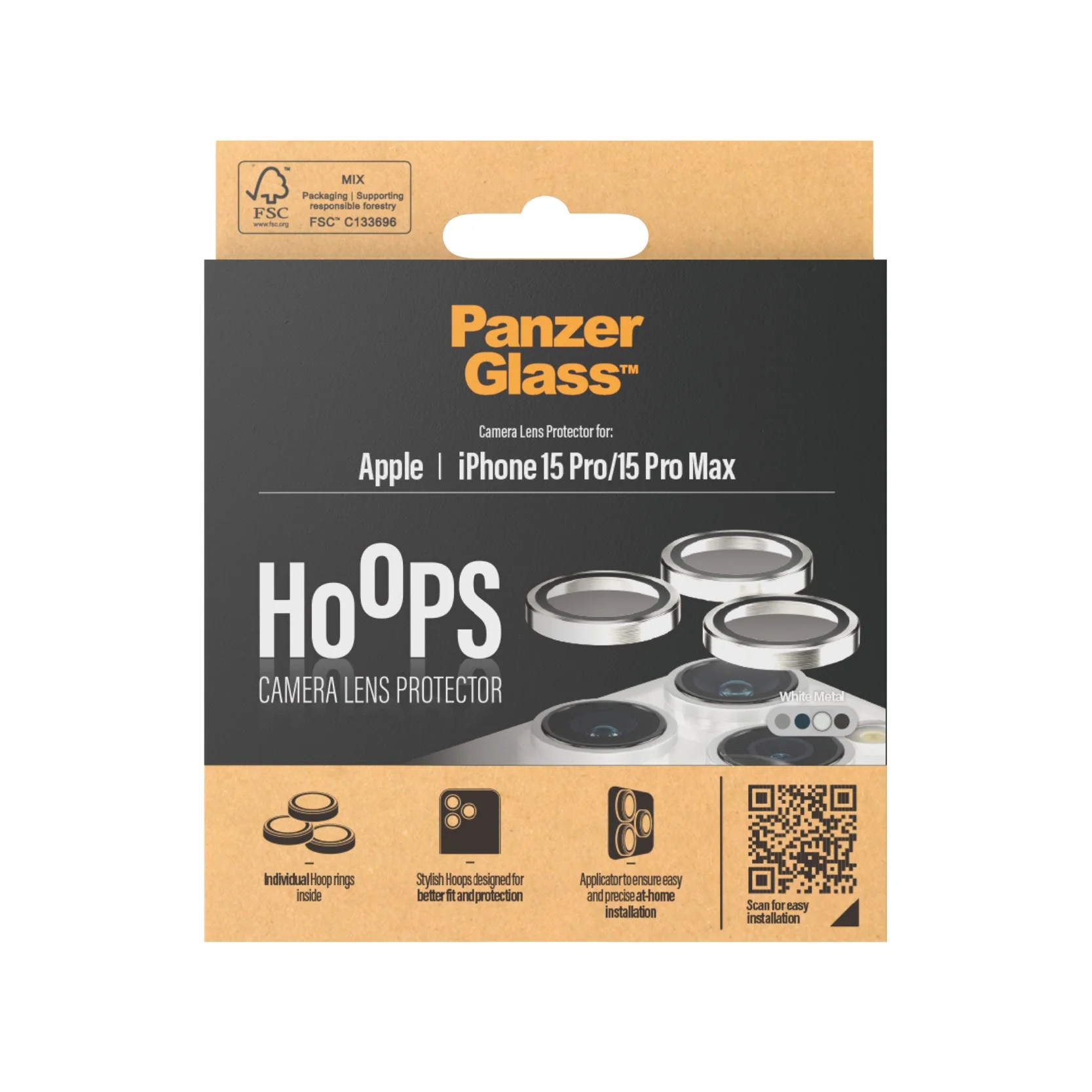 PanzerGlass® Hoops® Metal Camera Lens Protector White iPhone 15 Pro | 15 Pro Max - Image 3