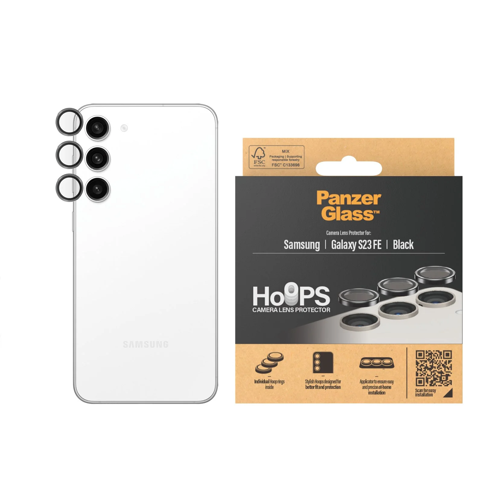 PanzerGlass® Hoops® Camera Lens Protector Black Samsung Galaxy S23 FE - Image 2