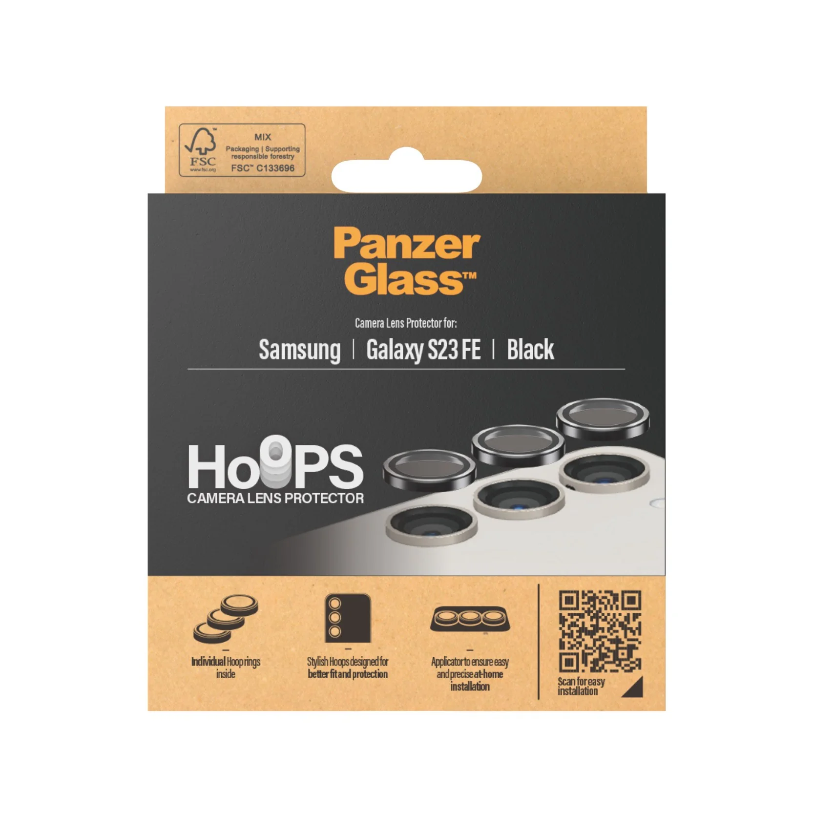 PanzerGlass® Hoops® Camera Lens Protector Black Samsung Galaxy S23 FE - Image 3