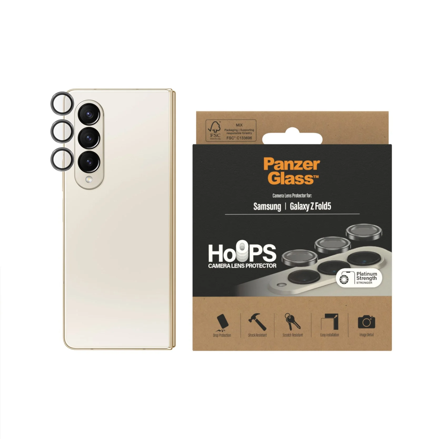 PanzerGlass® Hoops® Camera Lens Protector Black Samsung Galaxy Z Fold5 5G - Image 3