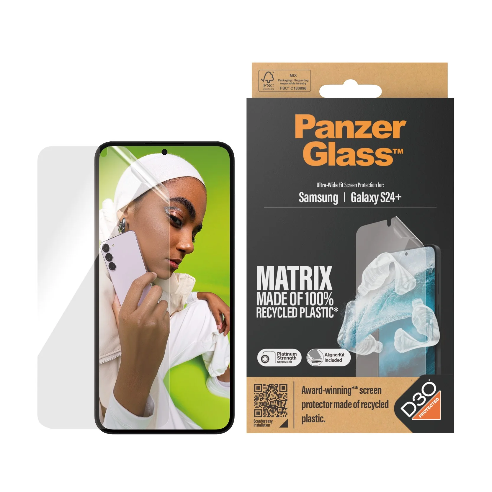 PanzerGlass® ECO MATRIX Screen Protector with D3O® Samsung Galaxy S24+ | Ultra-Wide Fit w. AlignerKit - Image 2
