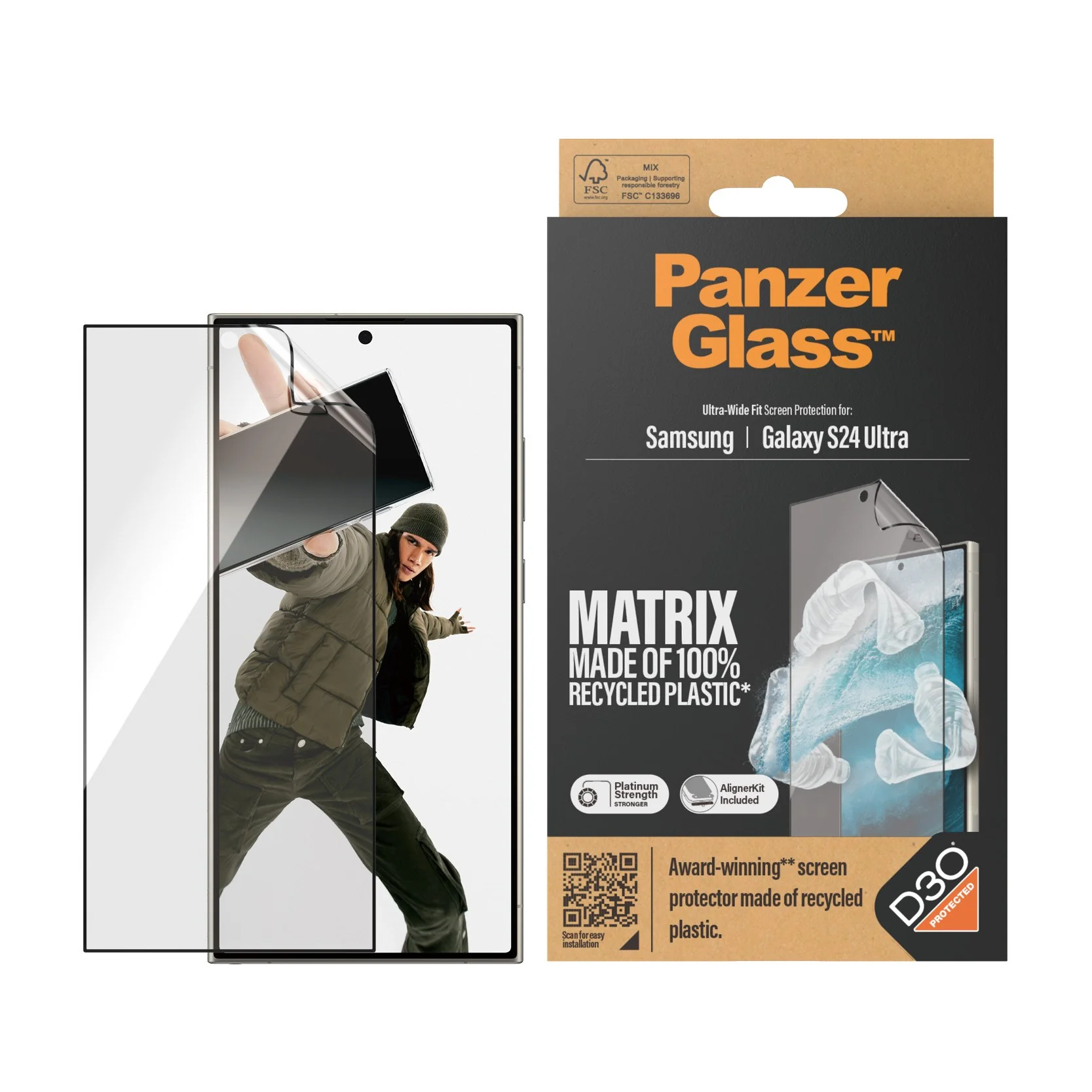 PanzerGlass® ECO MATRIX Screen Protector with D3O® Samsung Galaxy S24 Ultra | Ultra-Wide Fit w. AlignerKit - Image 2