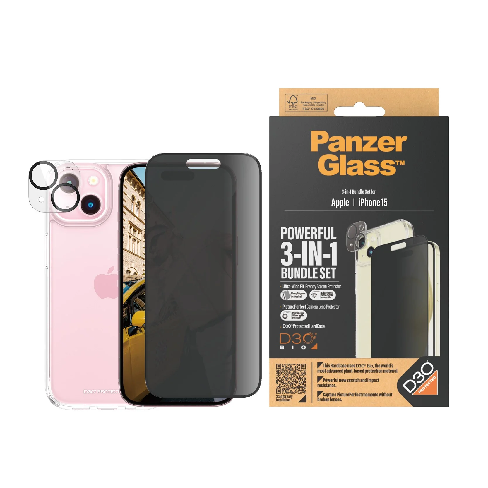 PanzerGlassÂź 3-in-1 Privacy Bundle iPhone 15 - Image 2