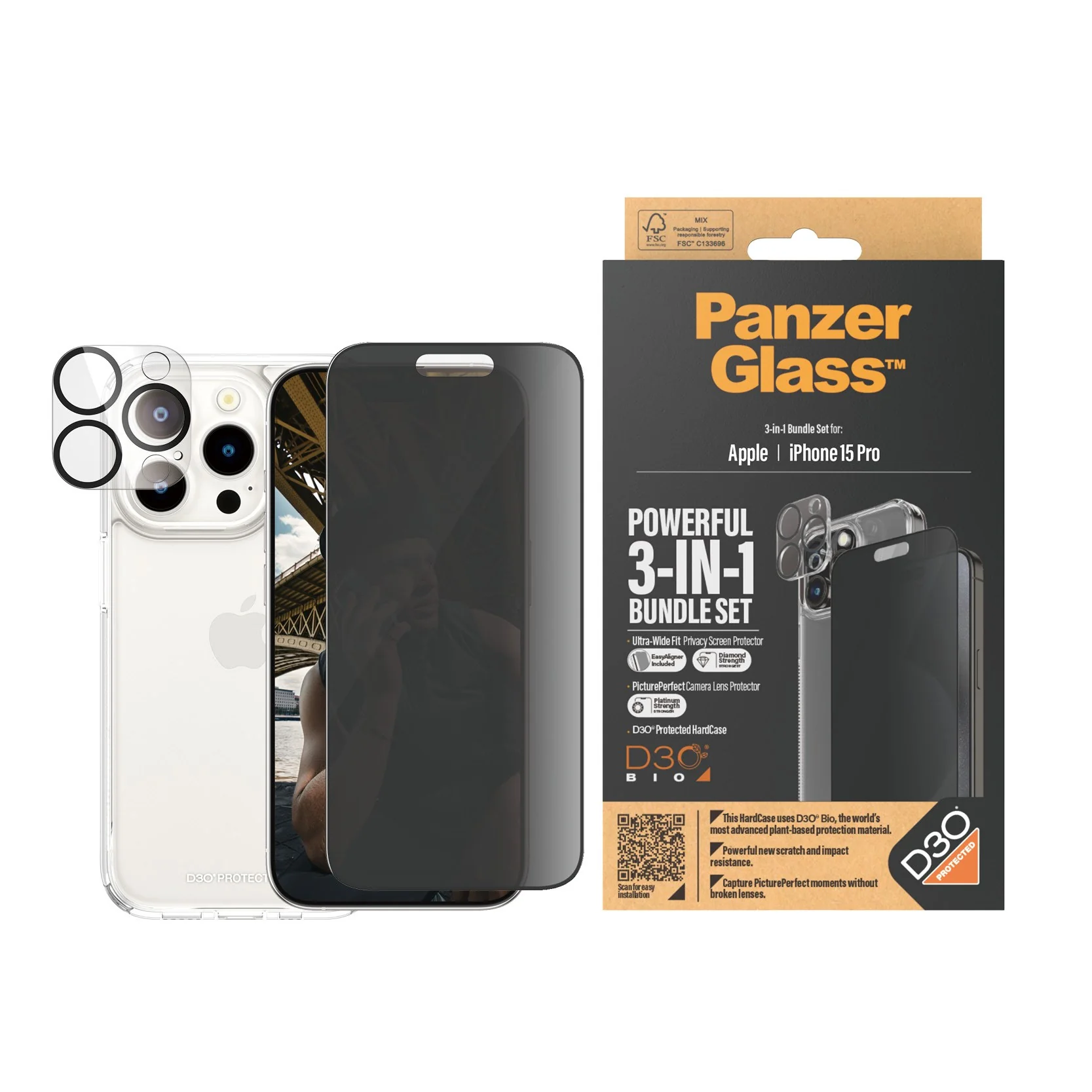PanzerGlassÂź 3-in-1 Privacy Bundle iPhone 15 Pro - Image 2