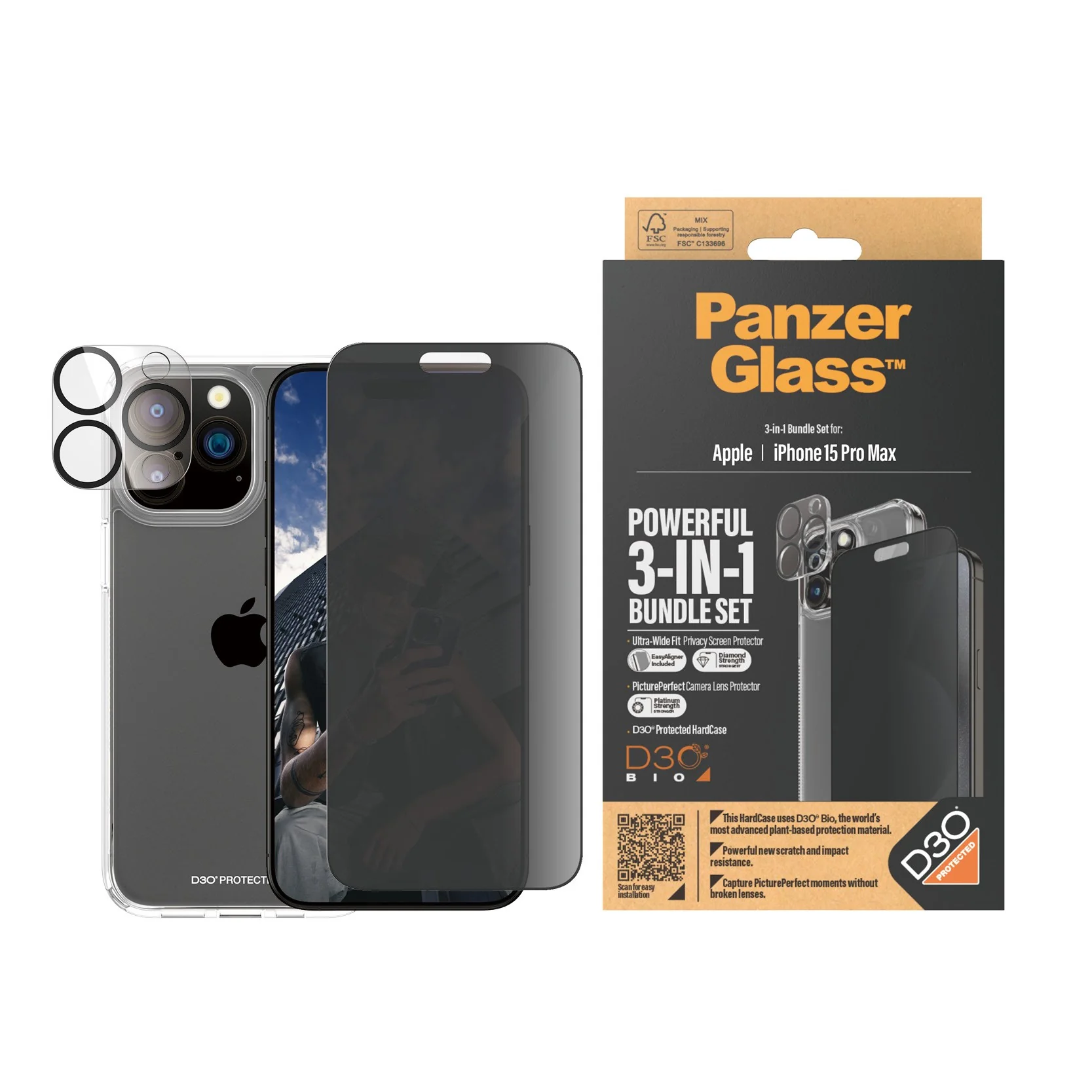 PanzerGlassÂź 3-in-1 Privacy Bundle iPhone 15 Pro Max - Image 2