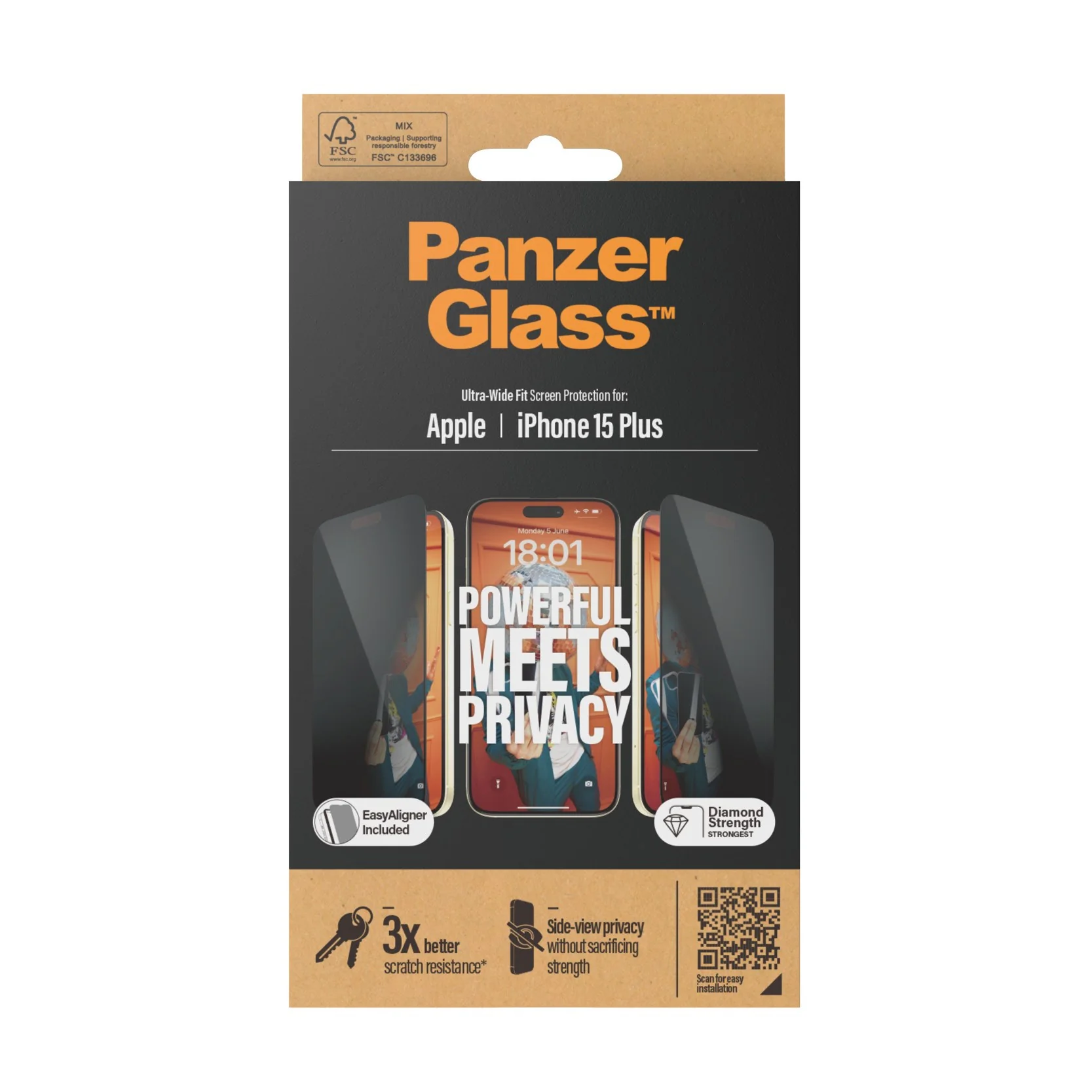 PanzerGlass® Privacy Screen Protector iPhone 15 Plus | Ultra-Wide Fit w. EasyAligner - Image 3