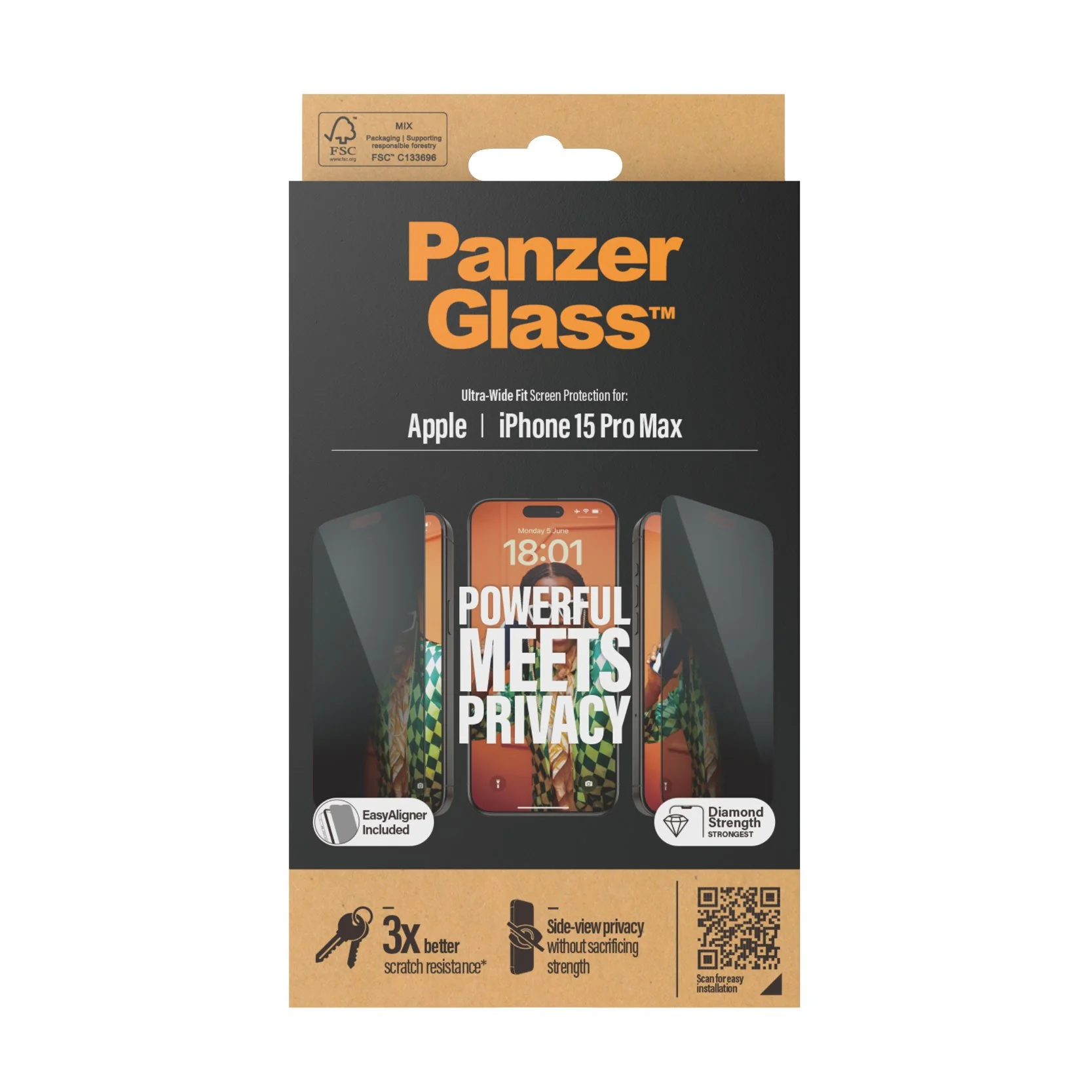 PanzerGlass® Privacy Screen Protector iPhone 15 Pro Max | Ultra-Wide Fit w. EasyAligner - Image 3
