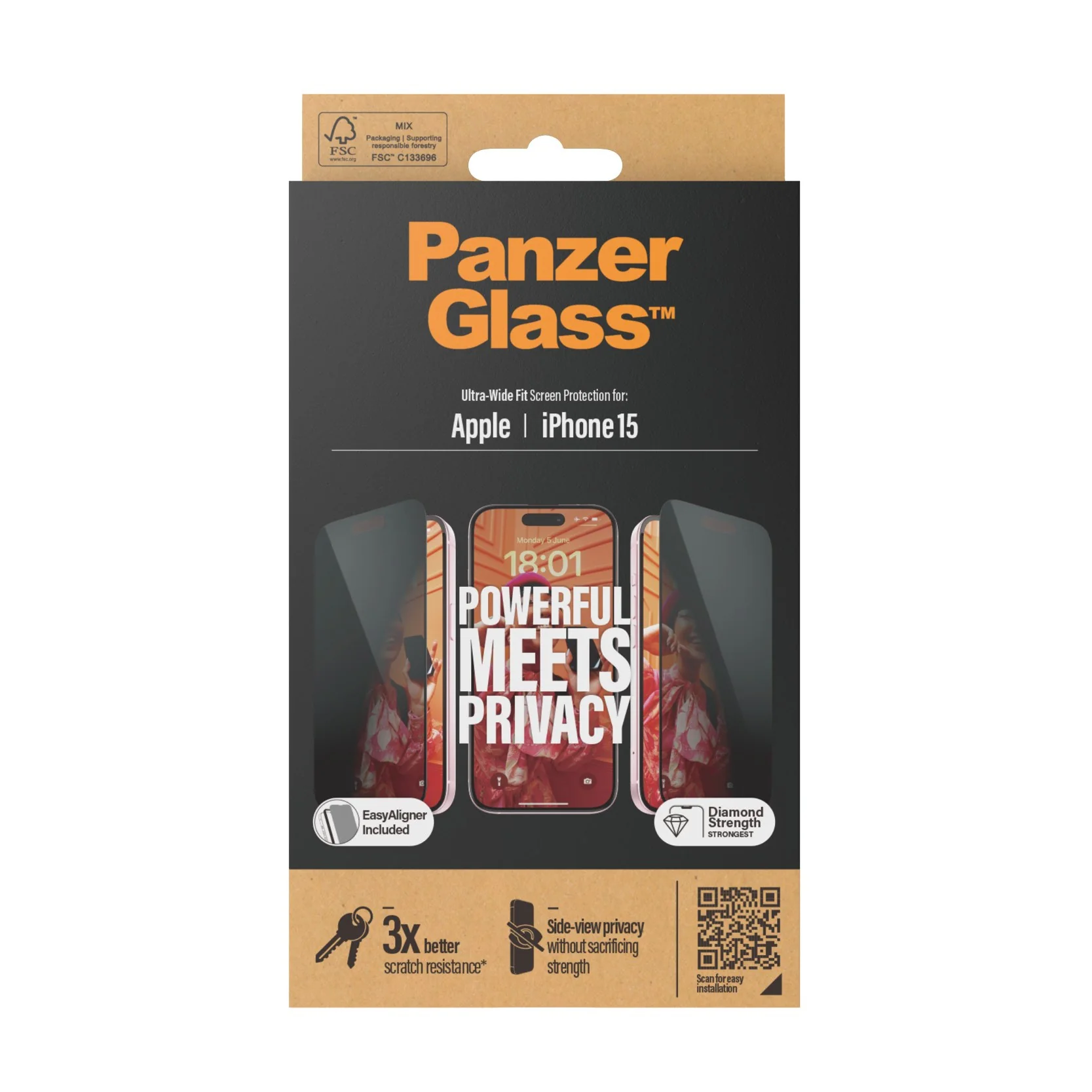 PanzerGlass® Privacy Screen Protector iPhone 15 | Ultra-Wide Fit w. EasyAligner - Image 3