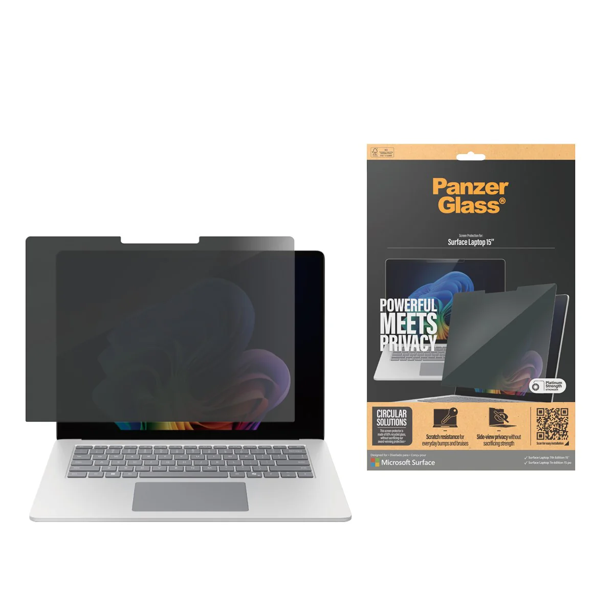 PanzerGlass® Privacy Screen Protector Microsoft Surface Laptop 7th Edition 15'' | Ultra-Wide Fit - Image 2