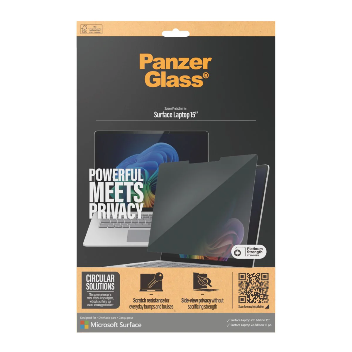 PanzerGlass® Privacy Screen Protector Microsoft Surface Laptop 7th Edition 15'' | Ultra-Wide Fit - Image 3