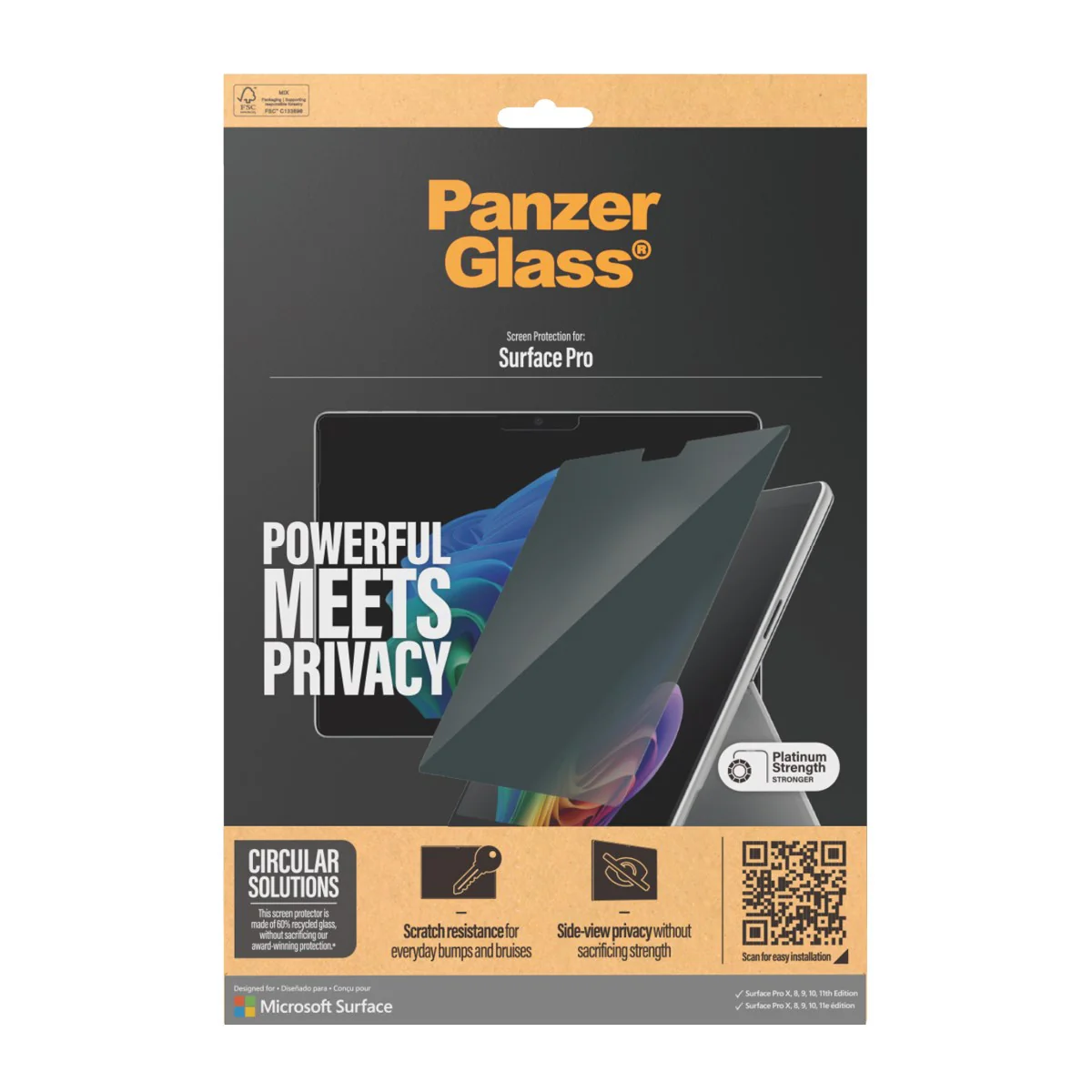 PanzerGlass® 2-Way Privacy Screen Protector Microsoft Surface Pro X | Pro 8 | Pro 9 | Pro 10 | Pro 11th Edition | Ultra-Wide Fit - Image 3