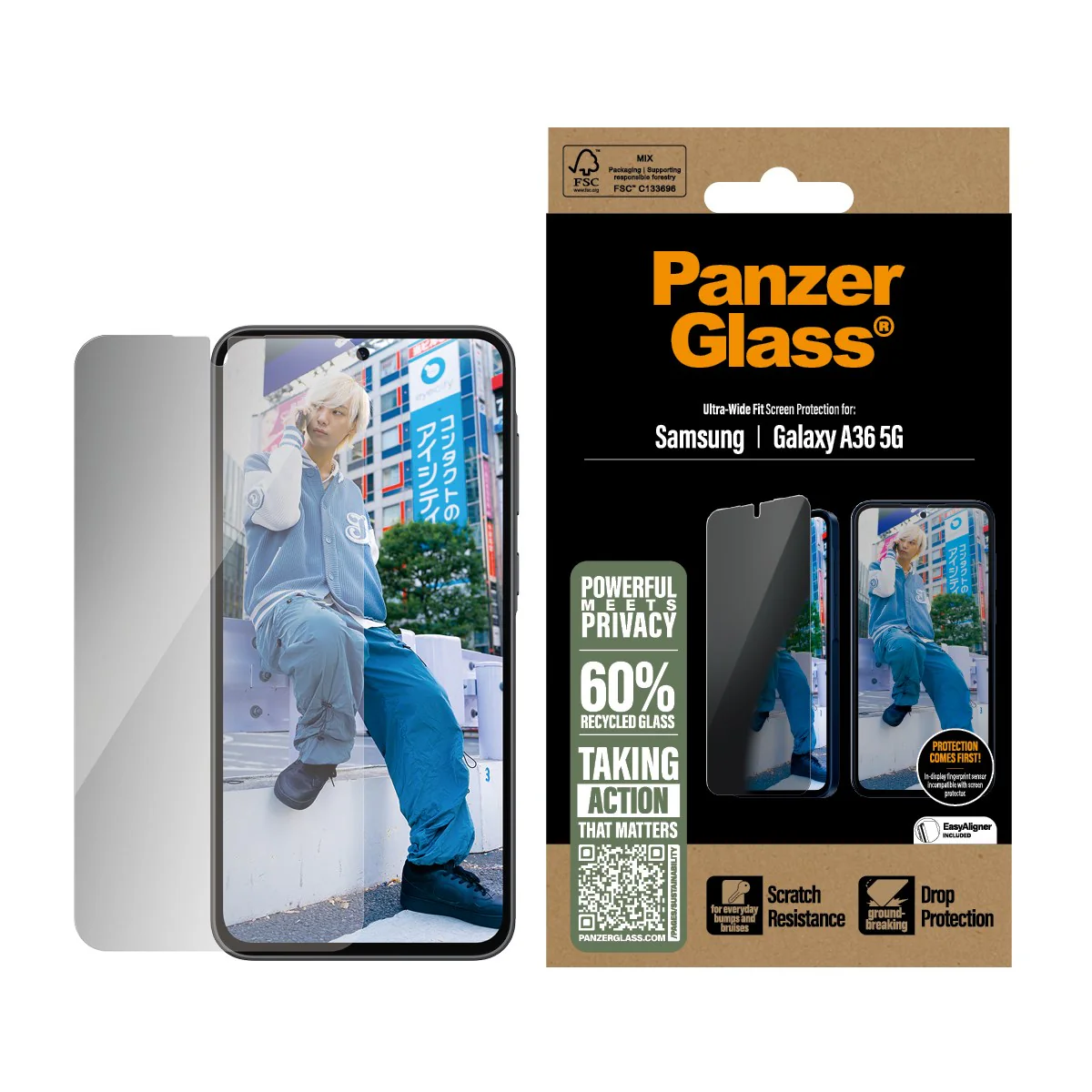 PanzerGlass® 2-Way Privacy Screen Protector Samsung Galaxy A36 5G | Ultra-Wide Fit - Image 2