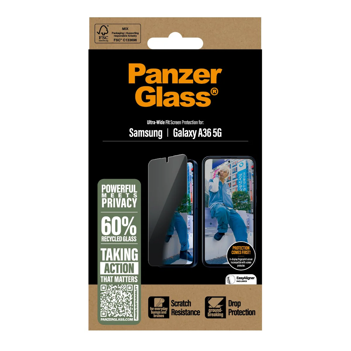 PanzerGlass® 2-Way Privacy Screen Protector Samsung Galaxy A36 5G | Ultra-Wide Fit - Image 3