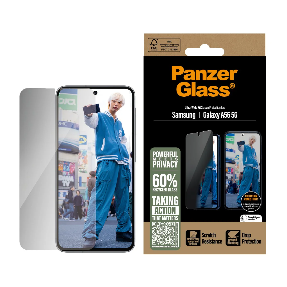 PanzerGlass® 2-Way Privacy Screen Protector Samsung Galaxy A56 5G | Ultra-Wide Fit - Image 2