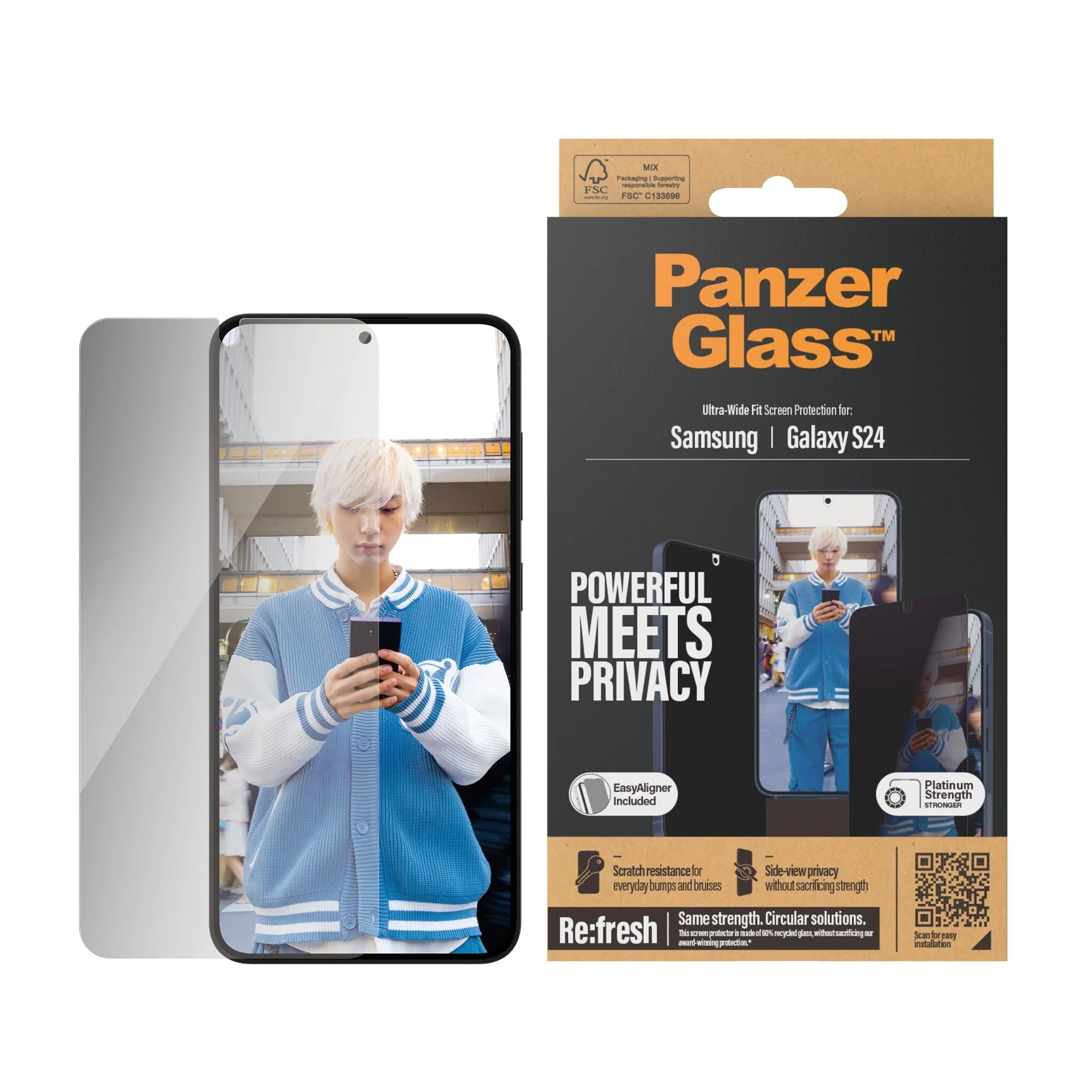 PanzerGlassÂź Privacy Screen Protector Samsung Galaxy S24 | Ultra-Wide Fit w. EasyAligner - Image 2